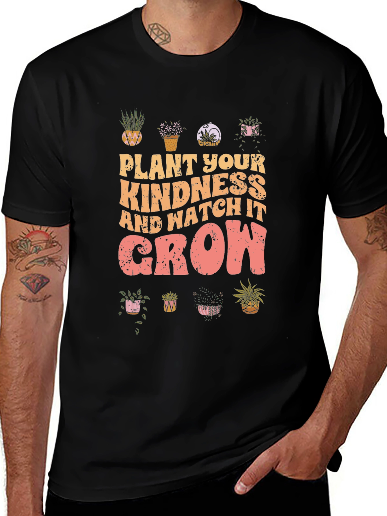 Variant 16 of Plant Kindness Graphic T-Shirt - Unisex Black Tee