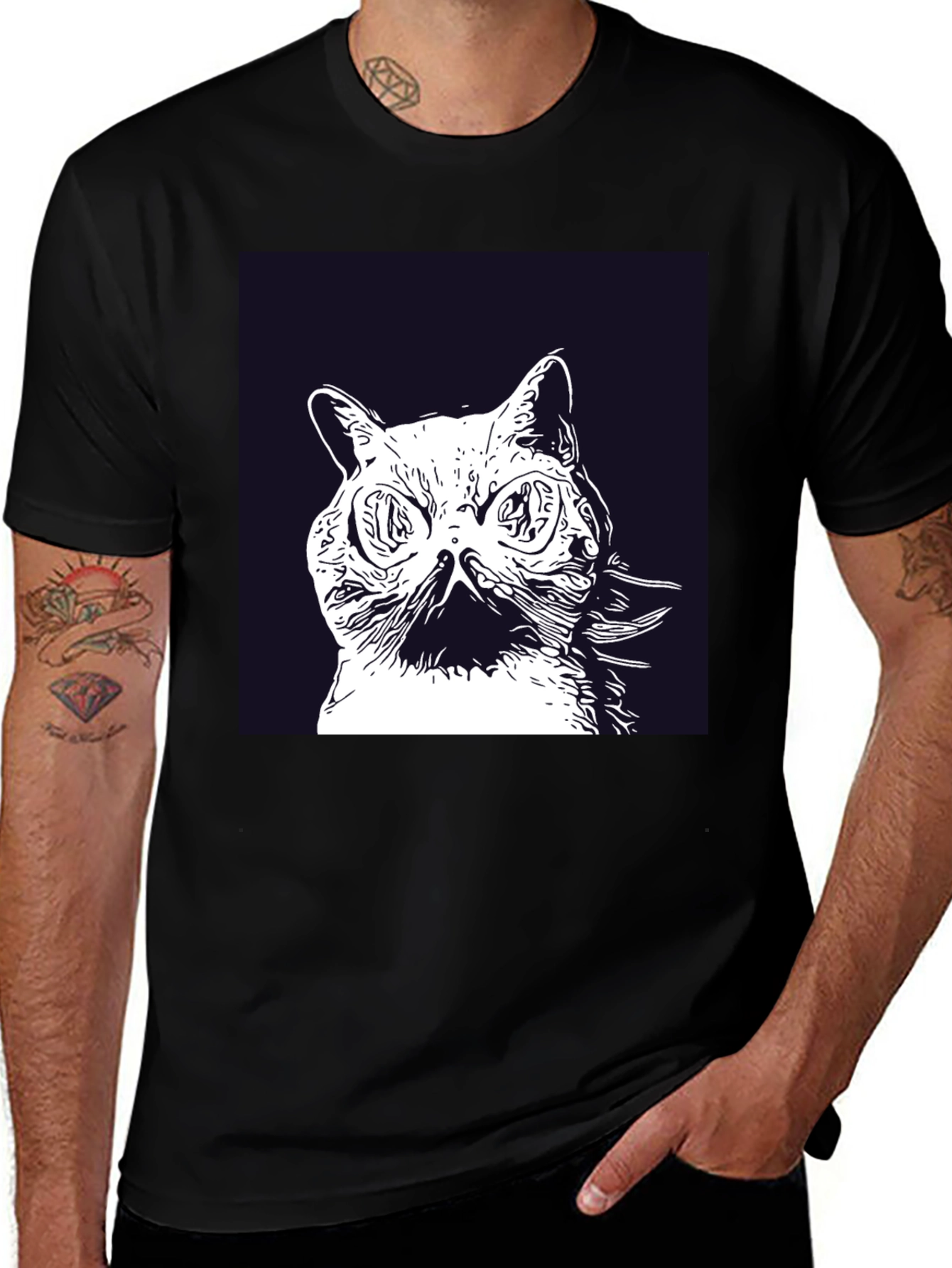 Variant 2 of Cat Portrait Graphic Tee - Unique Style
