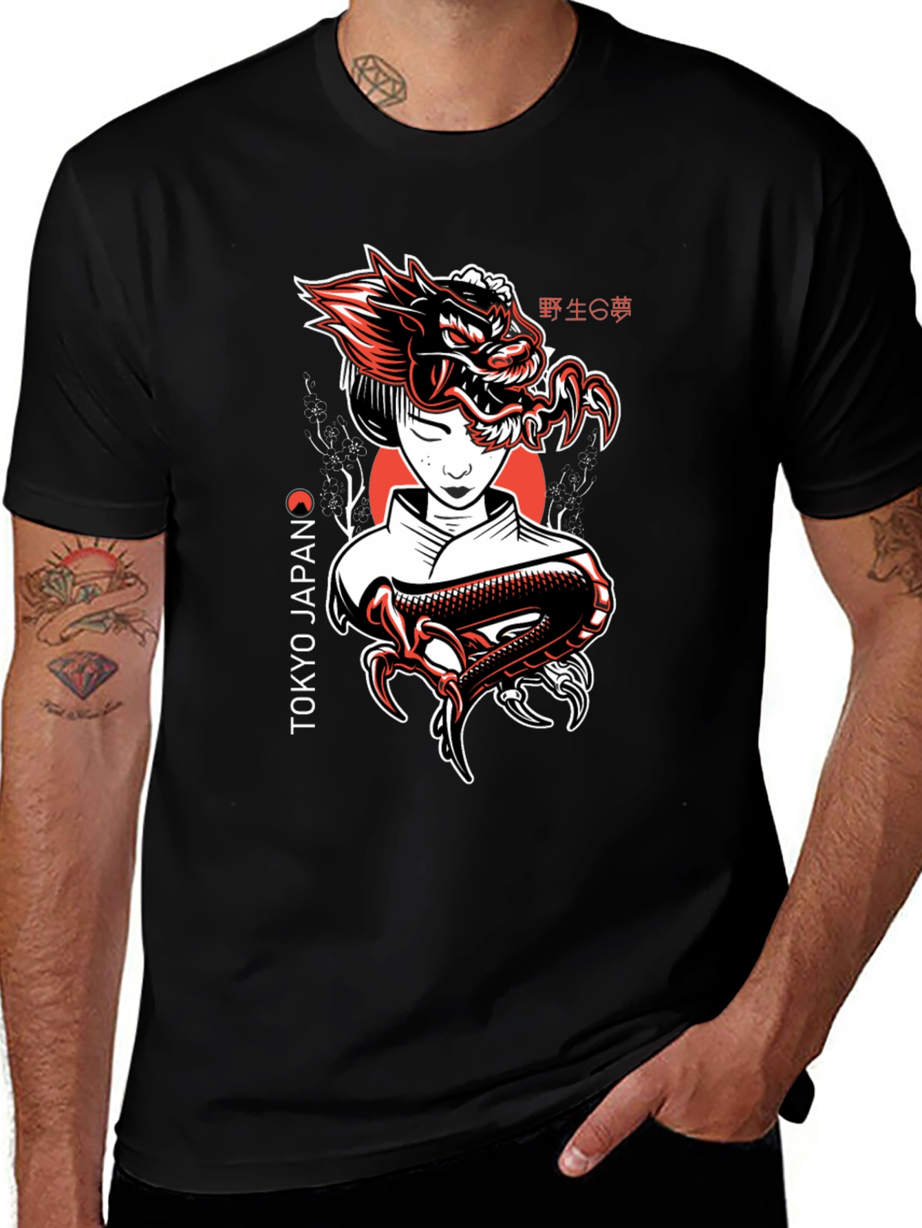 Variant 13 of Tokyo Japan Dragon Geisha Graphic Tee