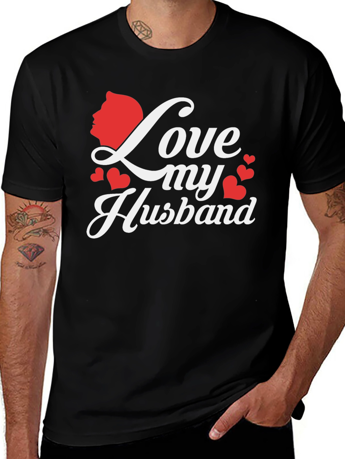 Variant 7 of Love My Husband Graphic Tee - Stylish Black T-Shirt
