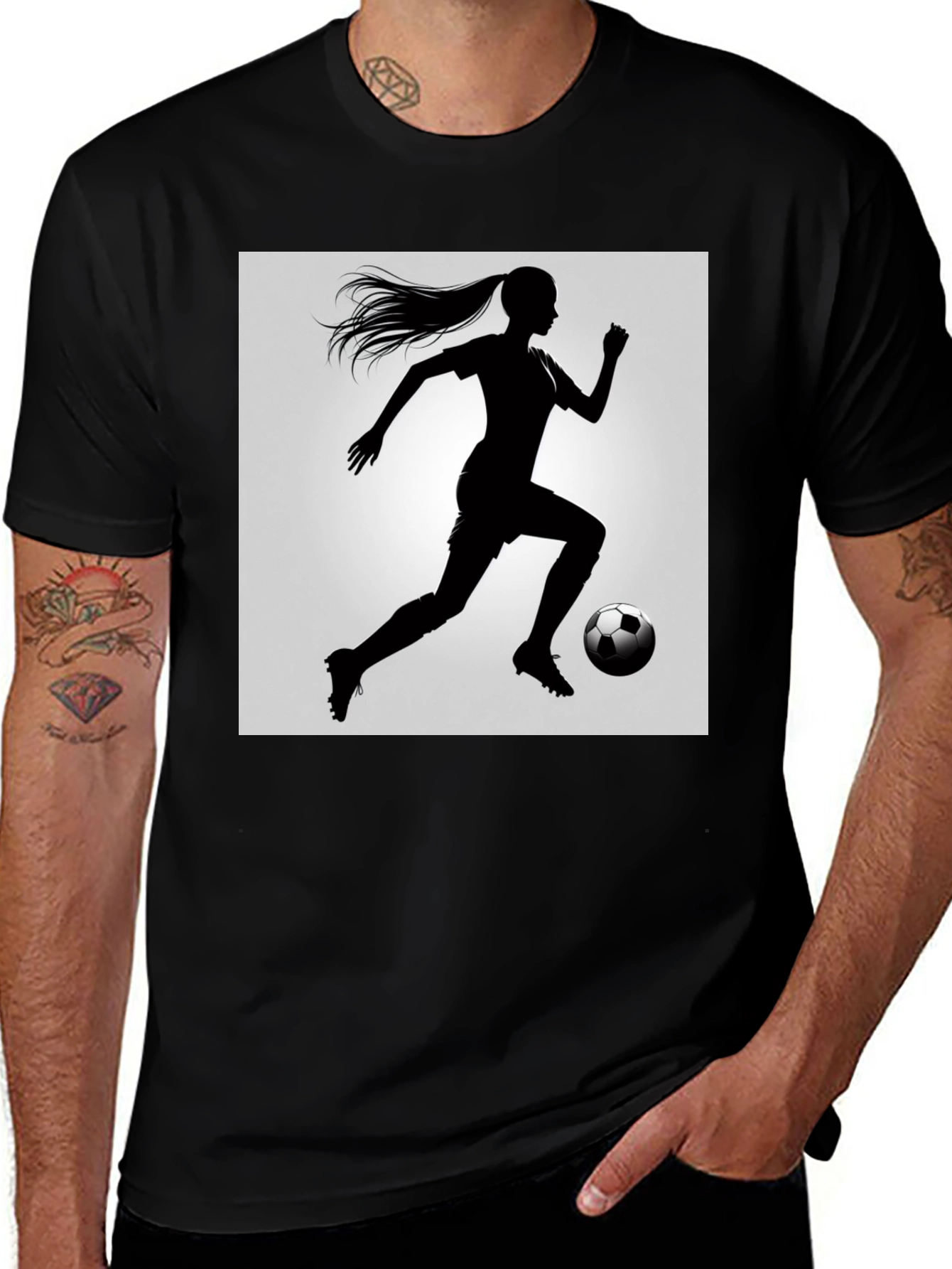 Variant 14 of Silhouette Soccer Player Black T-Shirt