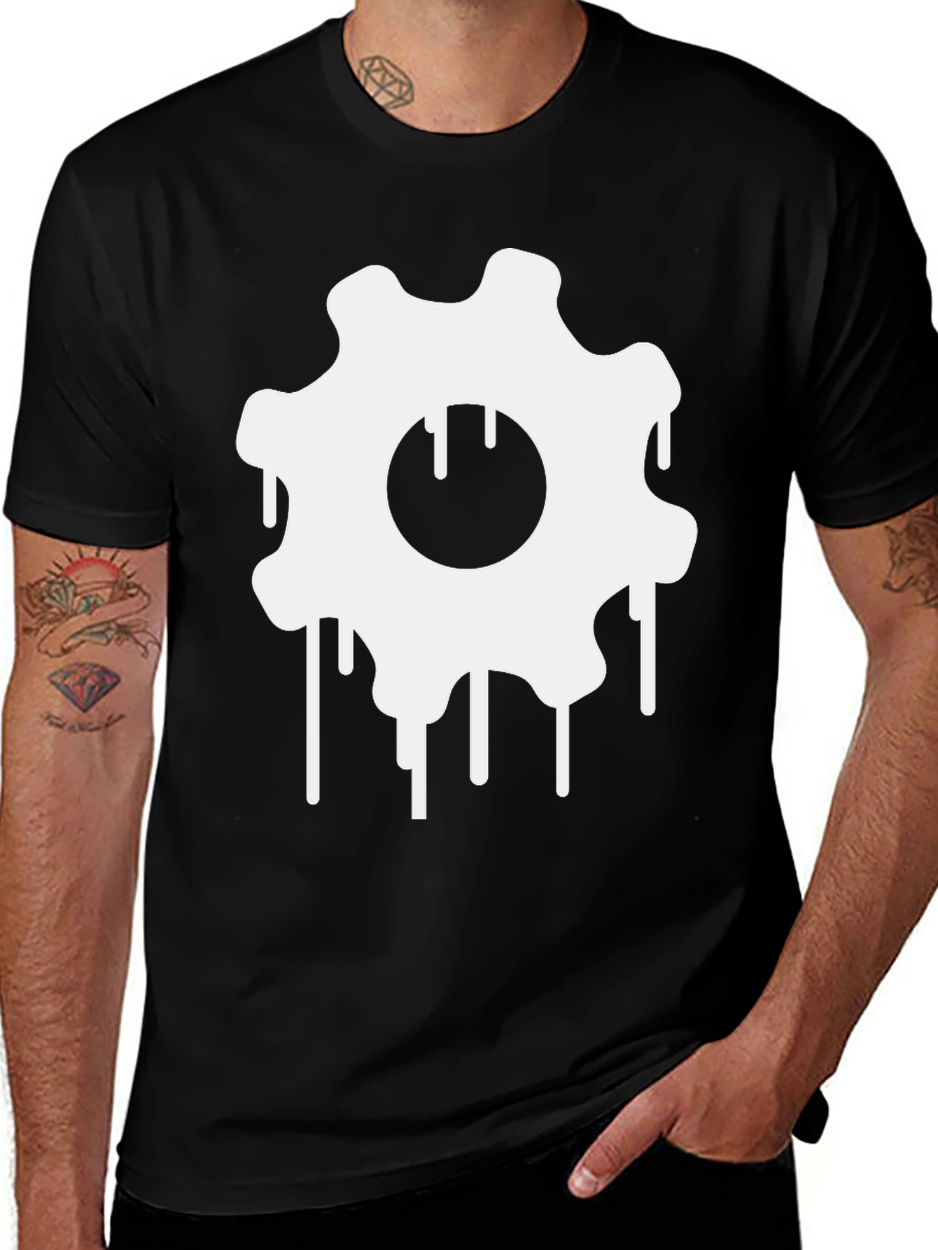 Variant 29 of Dripping Gear Graphic Tee - Modern Black T-Shirt