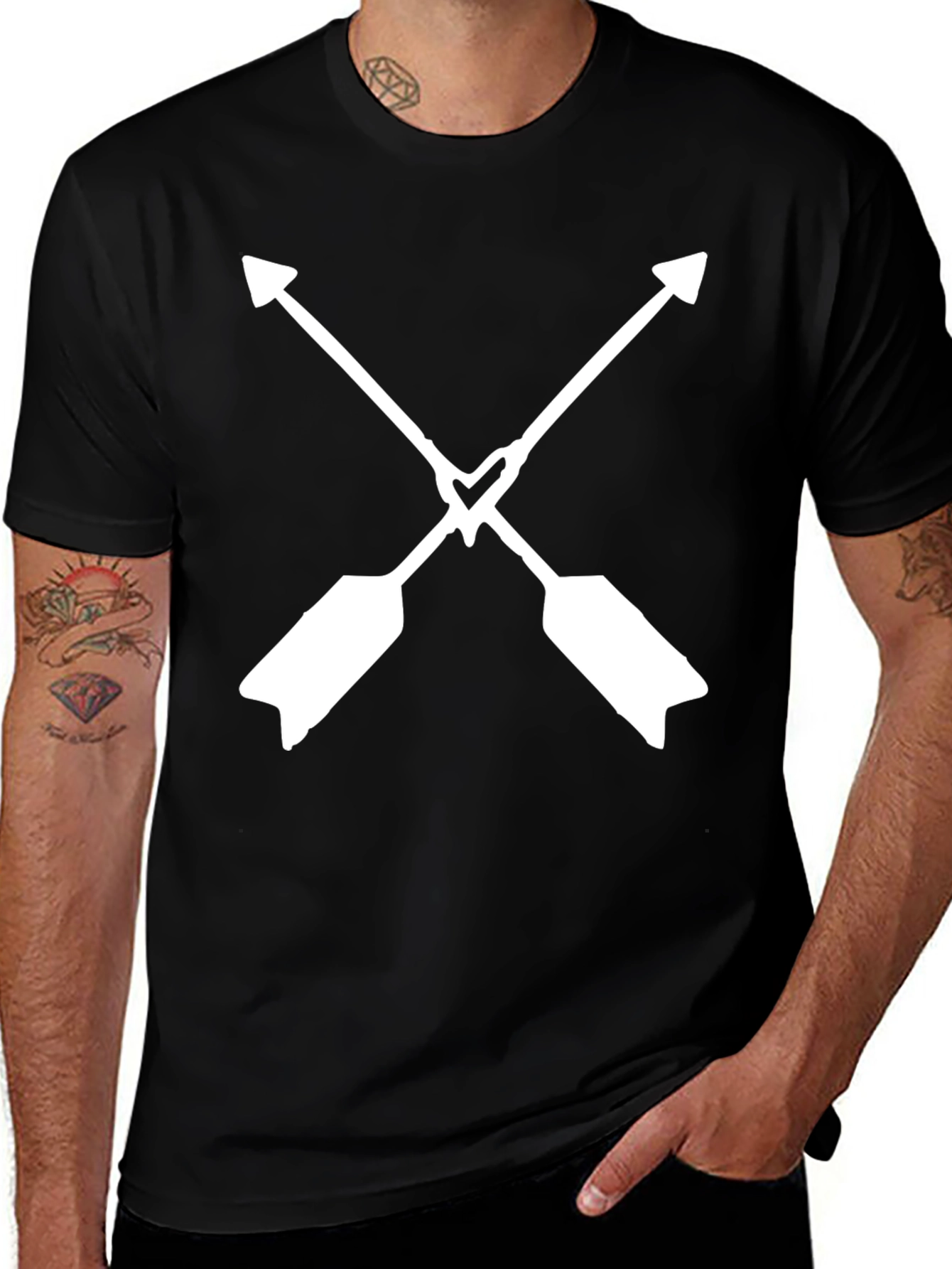 Crossed Arrows Heart Black T-Shirt