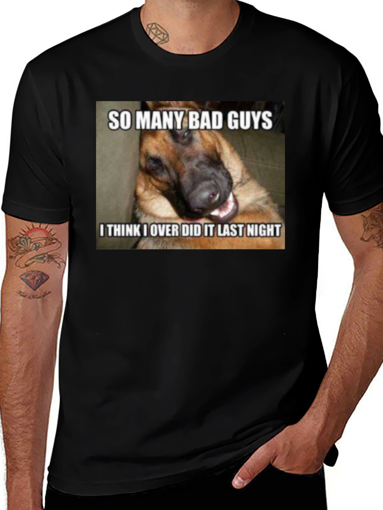 Variant 22 of Funny Dog Meme Black T-Shirt