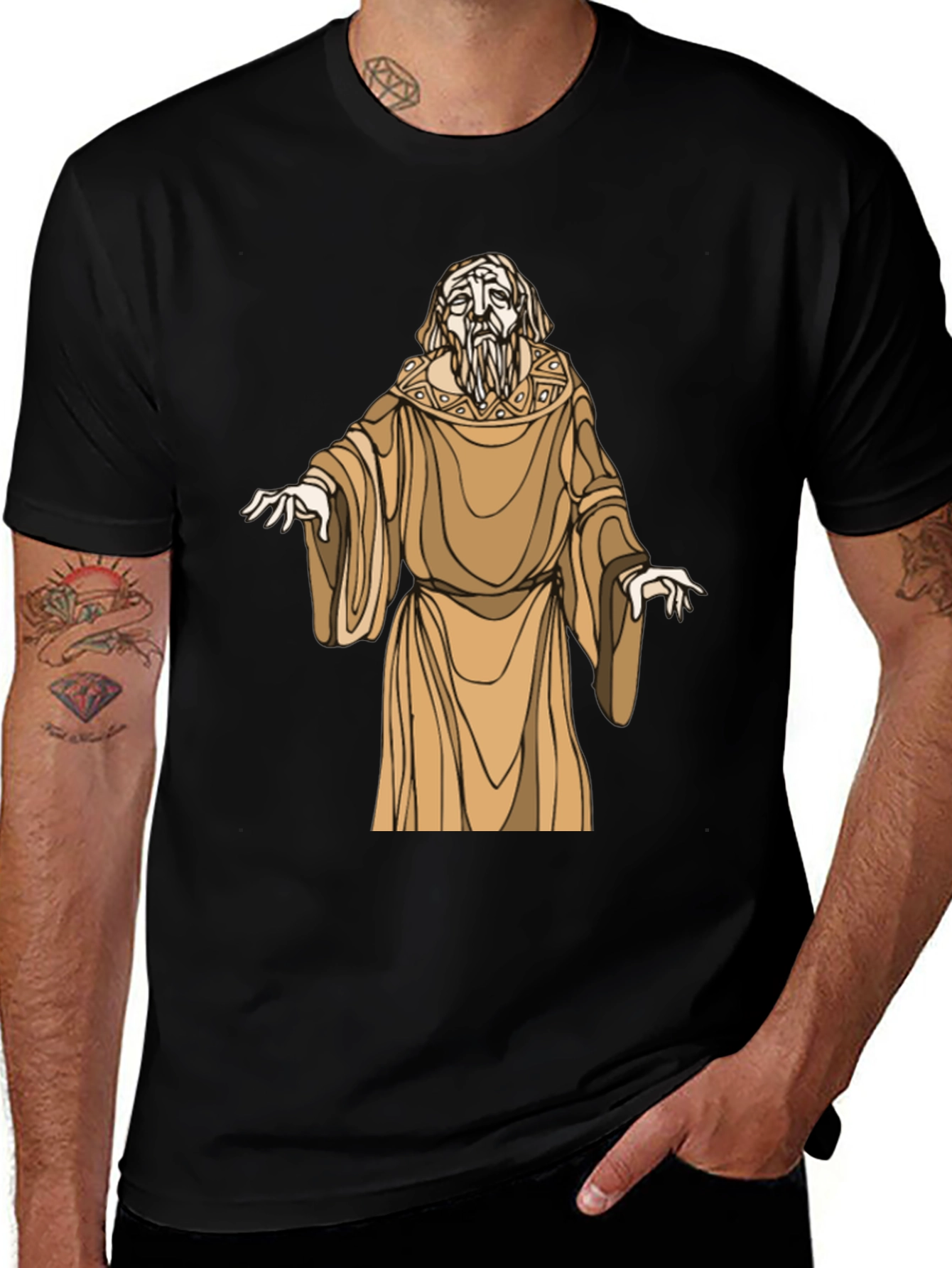 Variant 14 of Wizard Graphic Tee - Black Cotton Blend Shirt