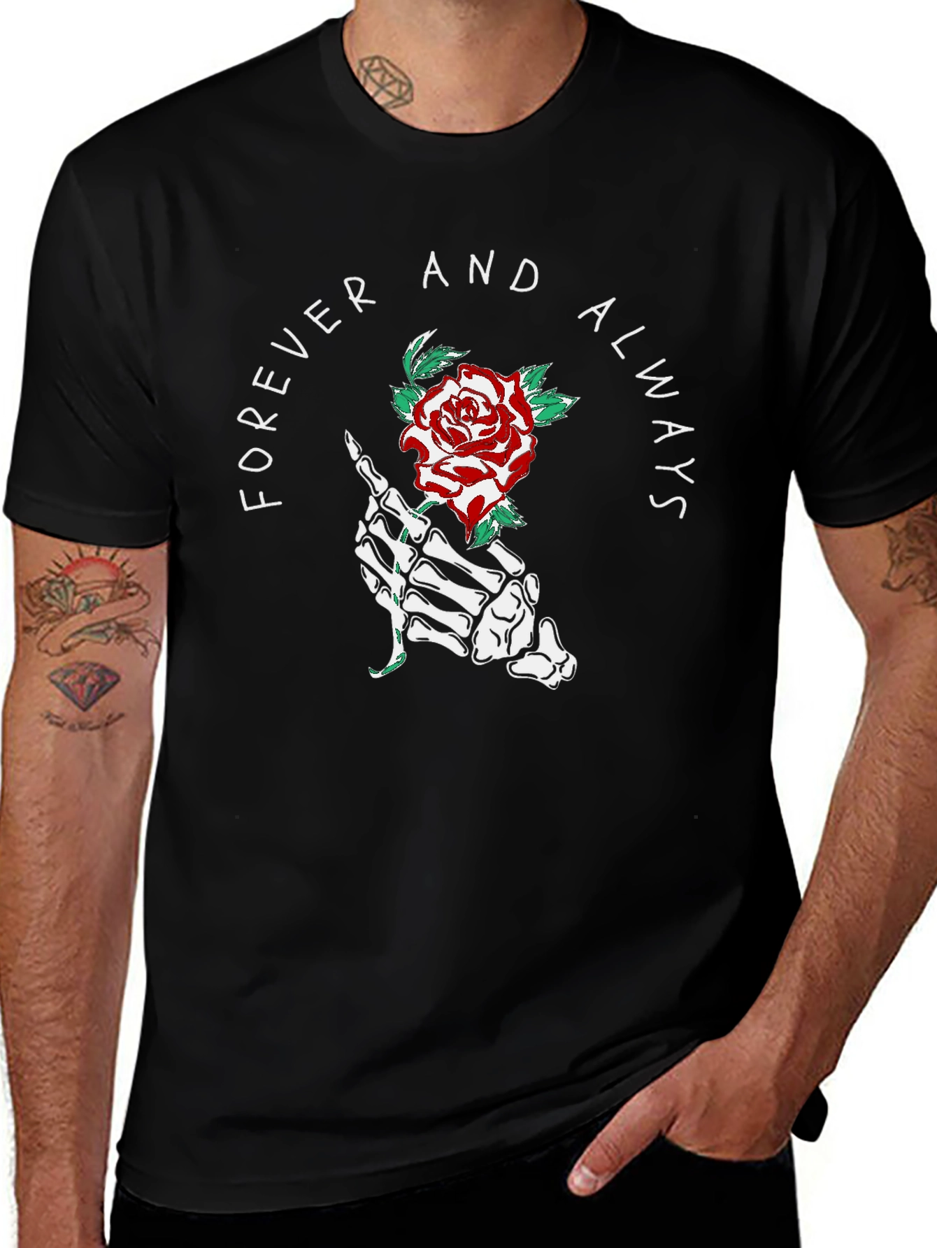 Variant 11 of Forever Always Rose Skeleton Hand T-Shirt