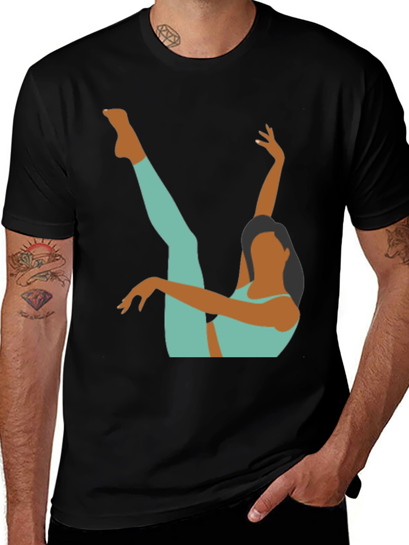 Variant 14 of Yoga Pose Graphic Tee - Black
