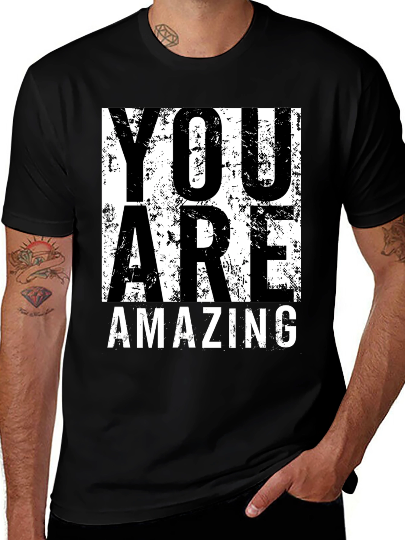 Variant 13 of You Are Amazing Graphic Tee - Black Cotton T-Shirt