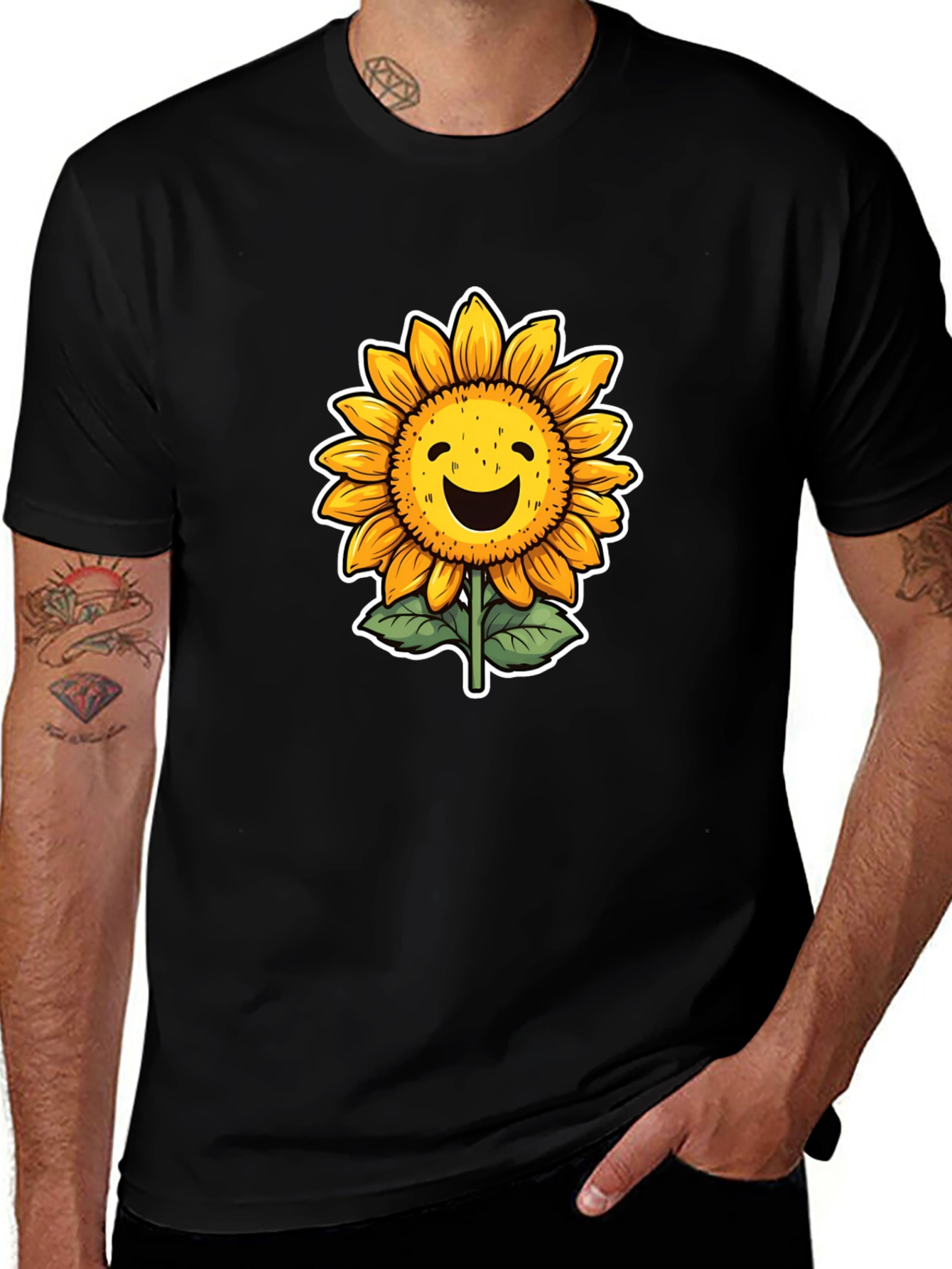 Variant 3 of Smiling Sunflower Graphic Tee - Unisex