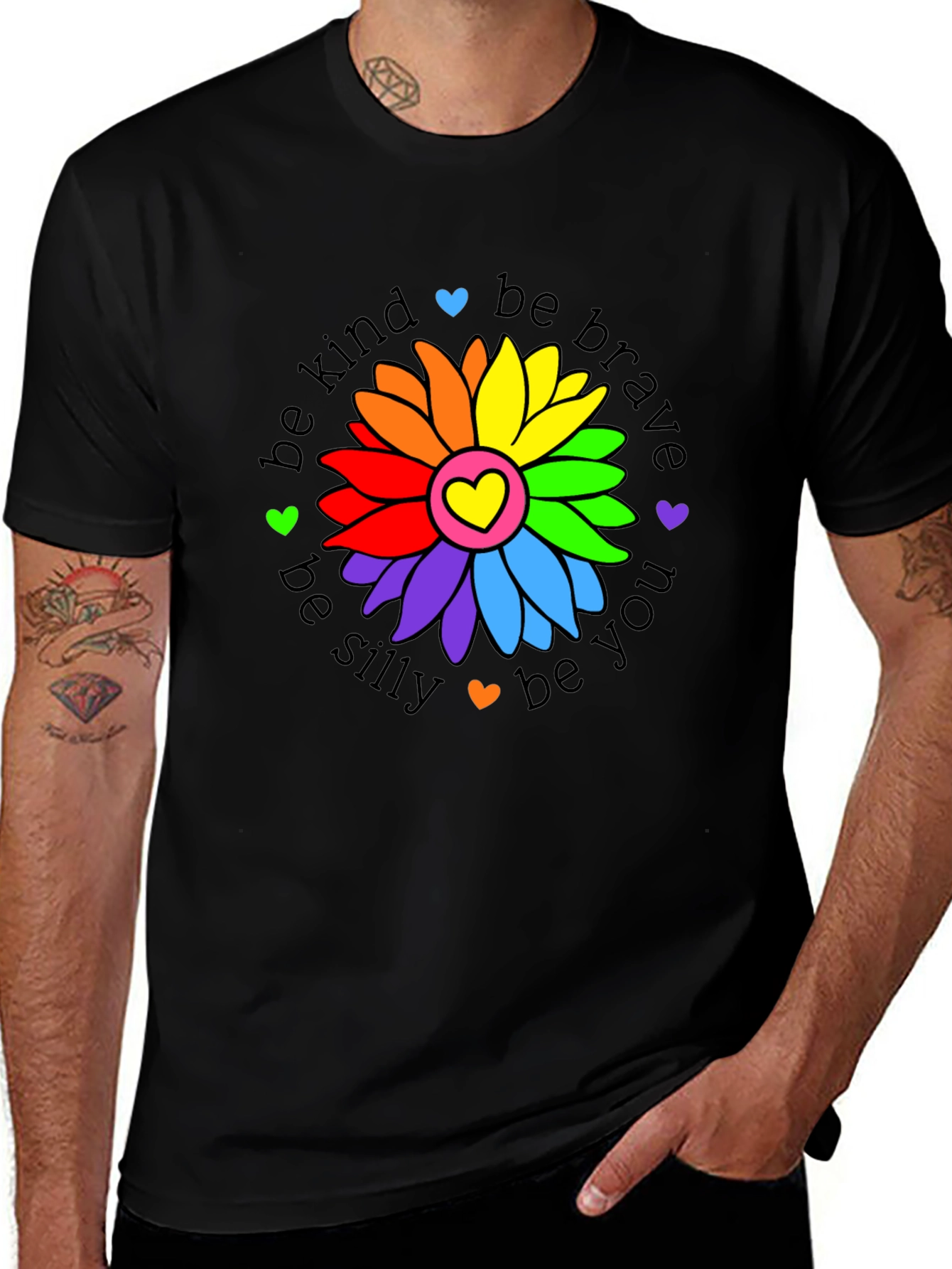 Variant 7 of Be Kind Rainbow Flower Graphic T-Shirt