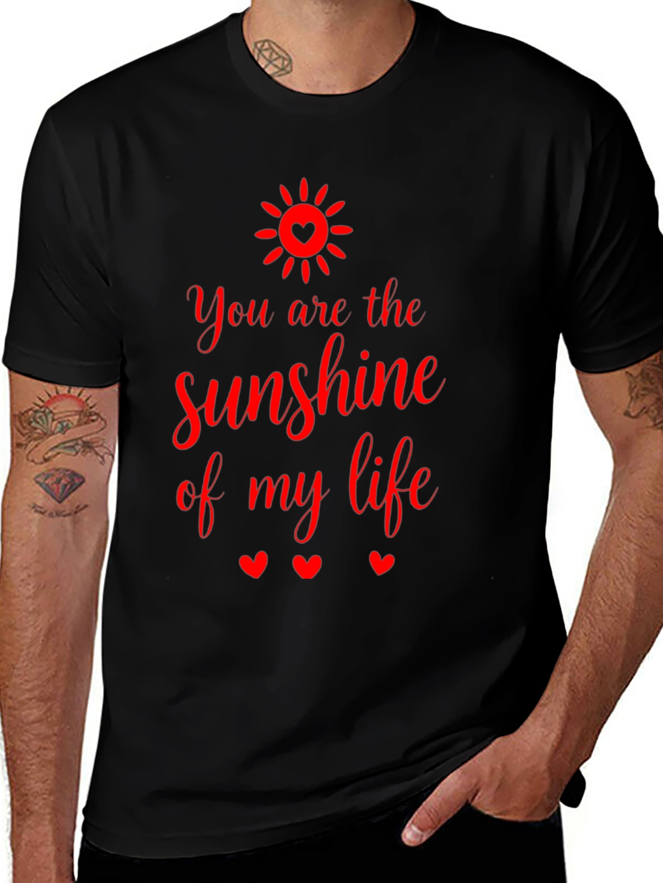 Variant 10 of Sunshine of My Life Graphic Tee - Black Cotton Shirt