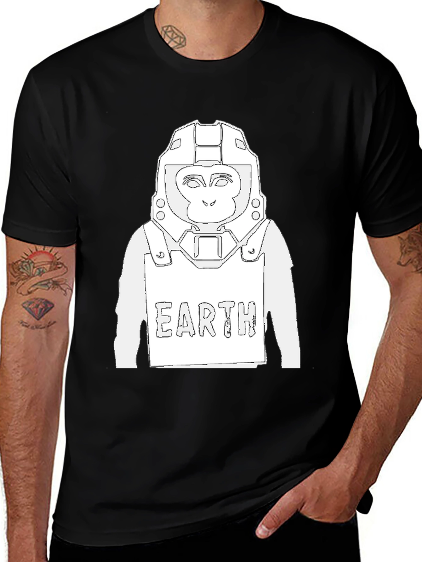 Variant 22 of Earth Monkey Astronaut Graphic Tee - Black