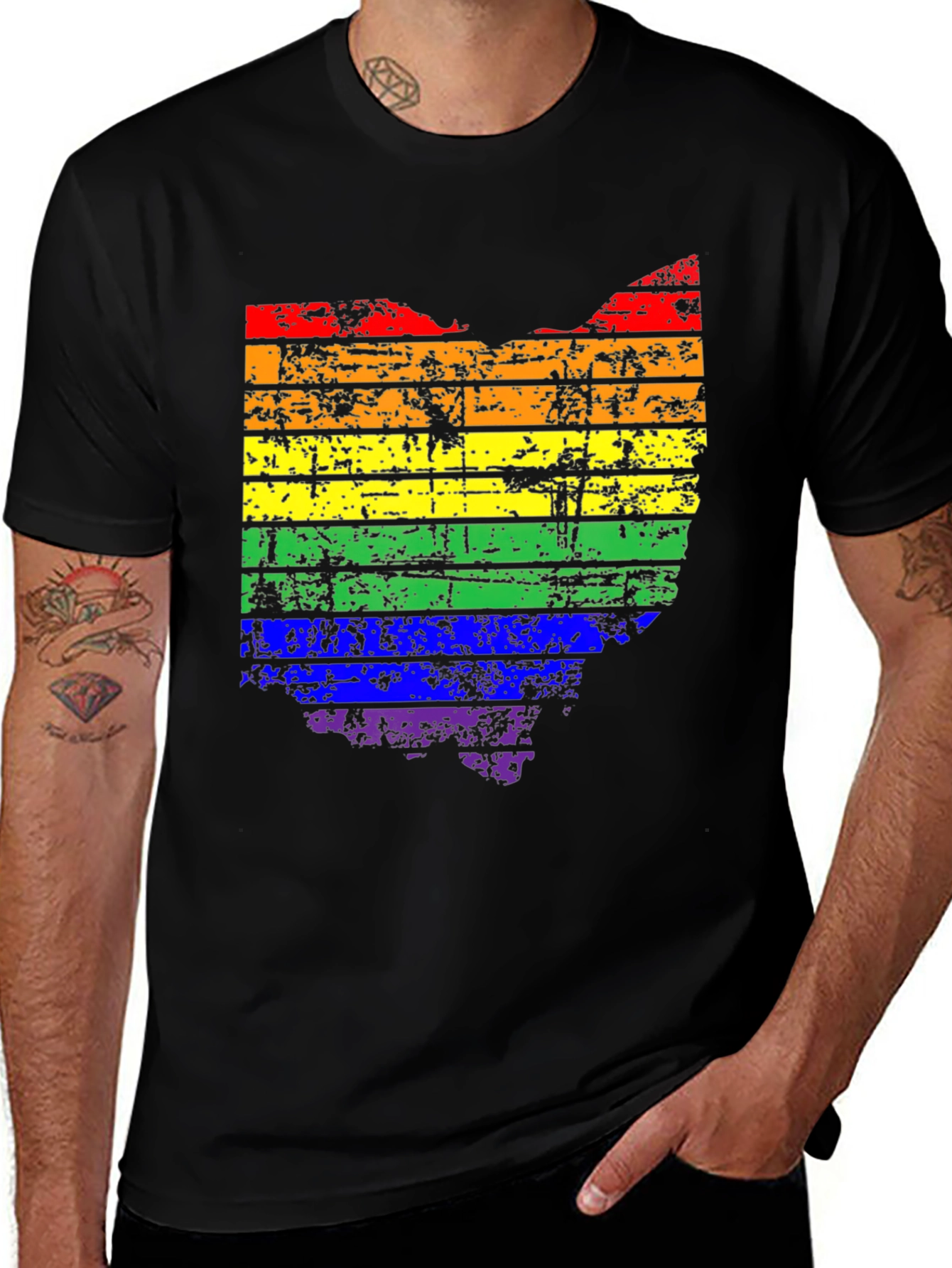 Ohio Pride LGBTQ Rainbow State Map T-Shirt