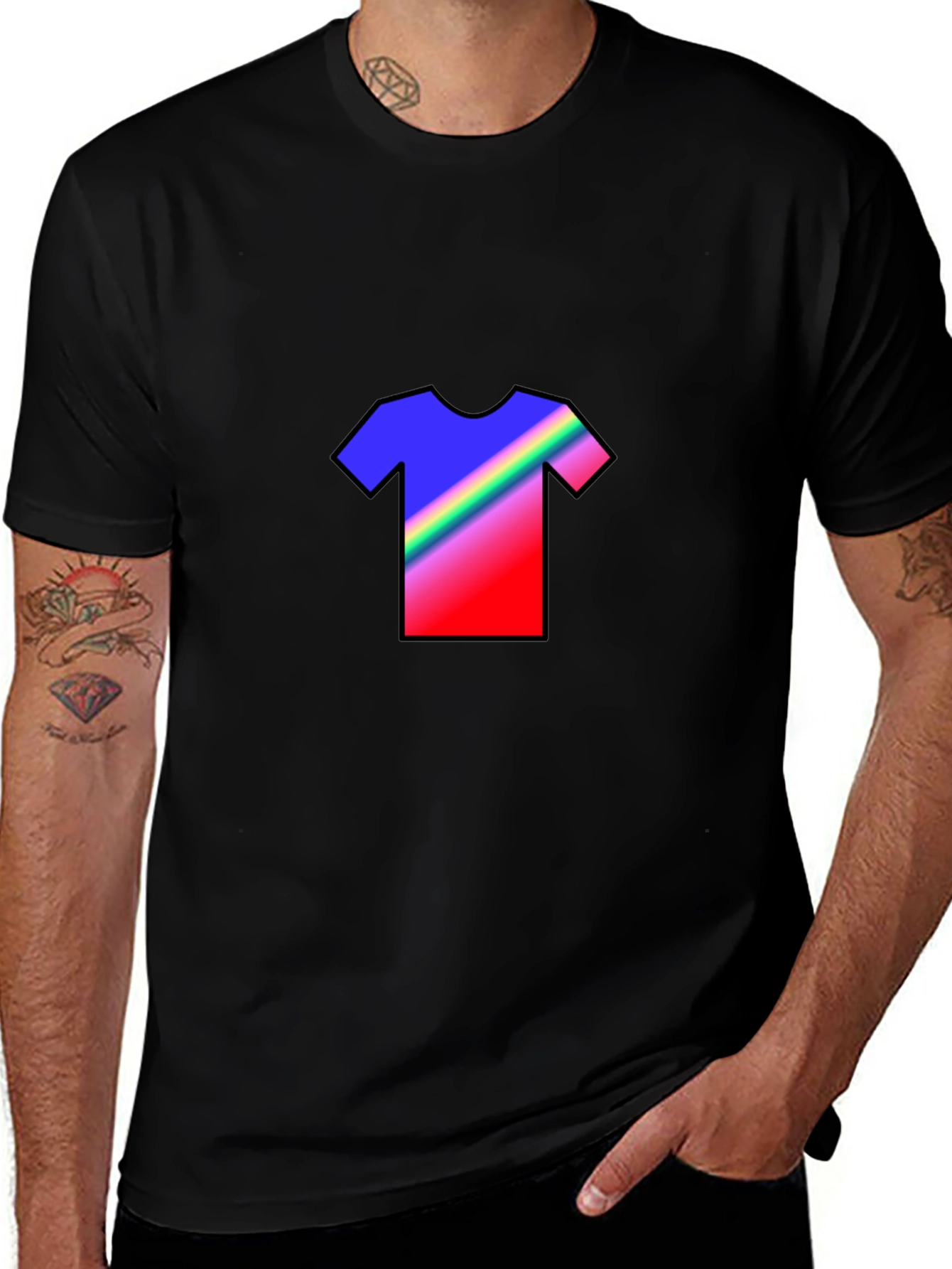 Variant 22 of Rainbow Graphic Tee - Men's Black T-Shirt