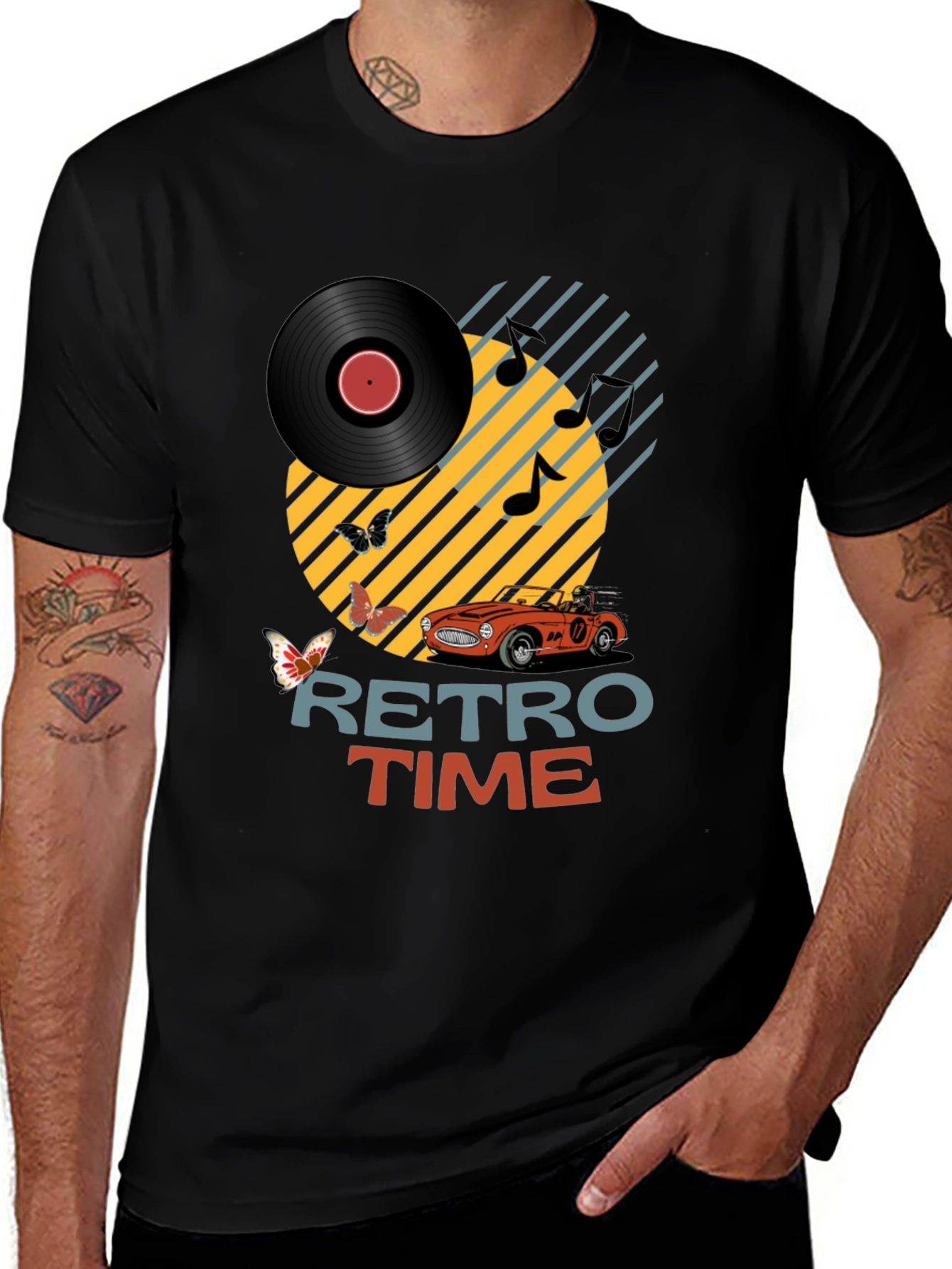 Variant 13 of Retro Time T-Shirt - Vintage Car & Music Design