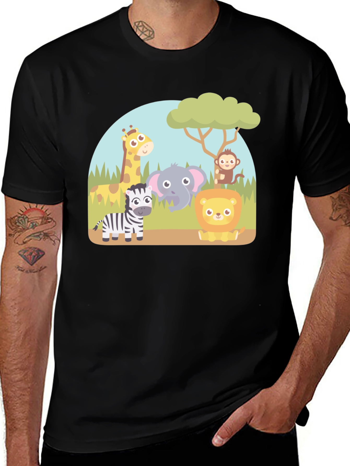 Variant 2 of Cartoon Safari Animal Graphic T-Shirt