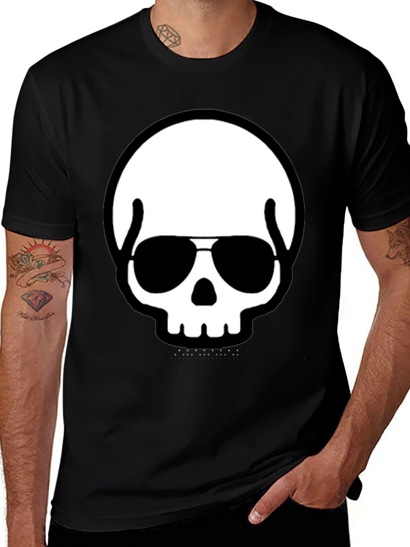 Variant 11 of Cool Skull with Shades Black T-Shirt