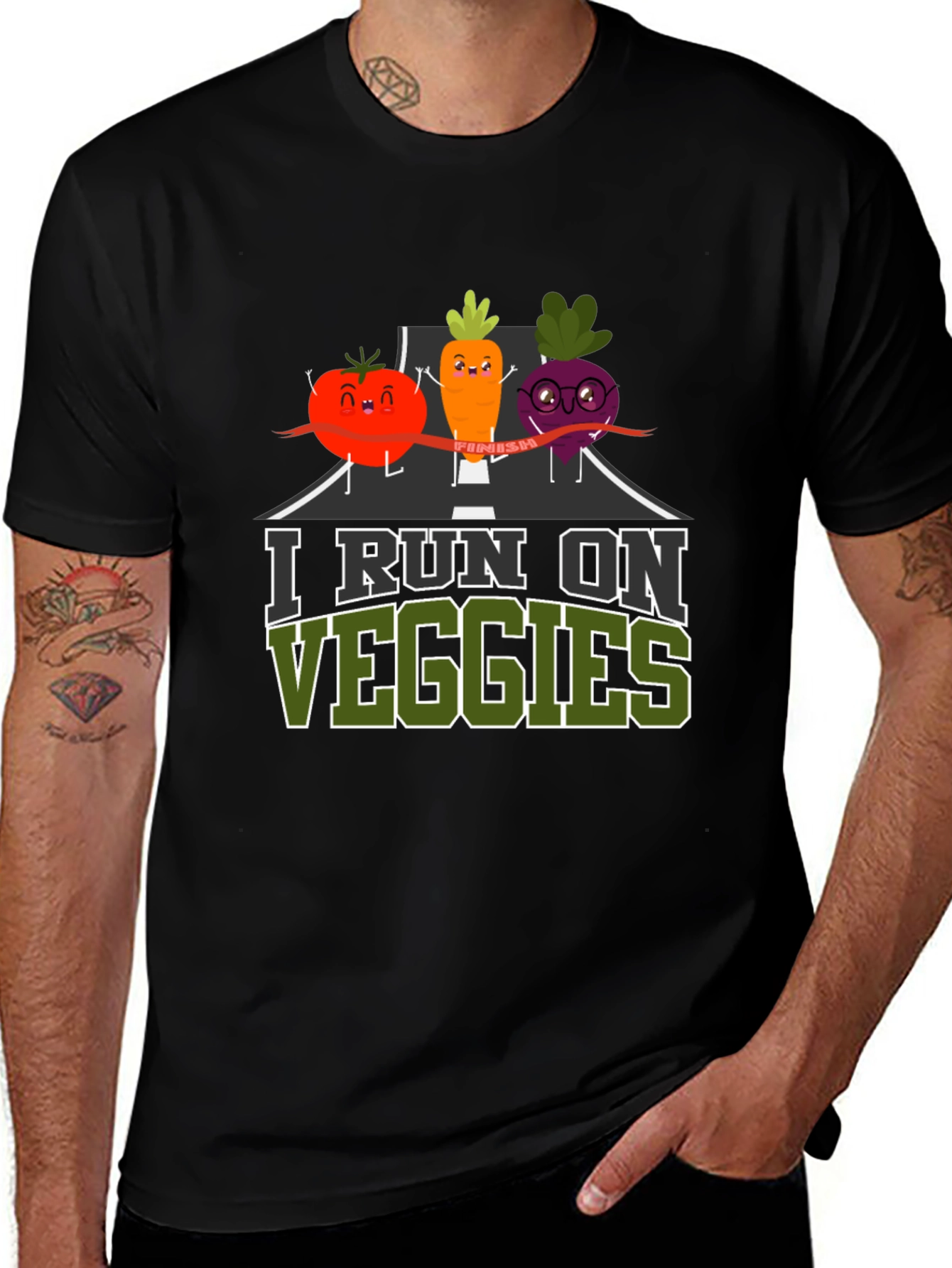 I Run on Veggies T-Shirt - Vegan Fitness Tee