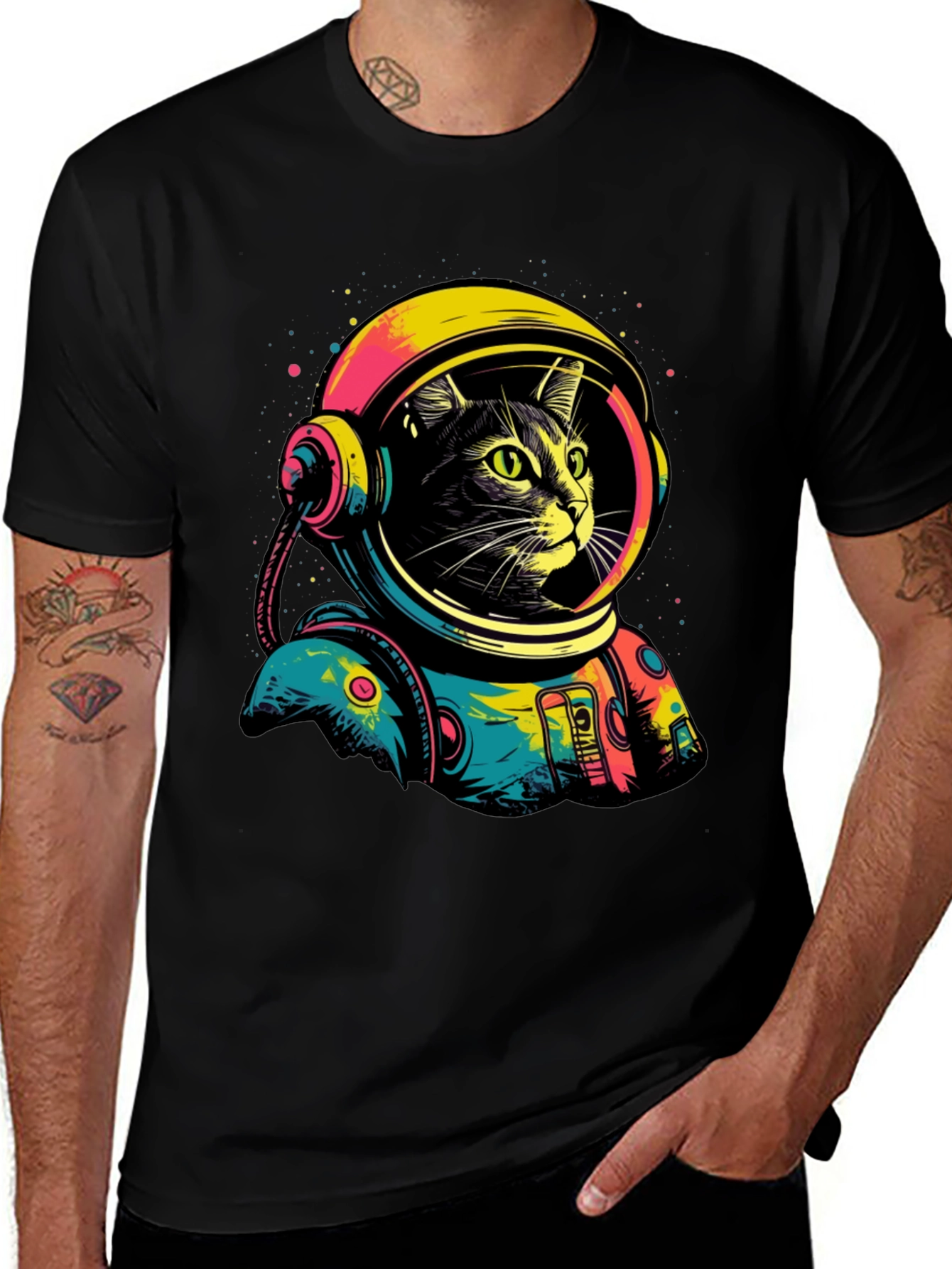 Variant 17 of Astronaut Cat Graphic Tee - Unique Design