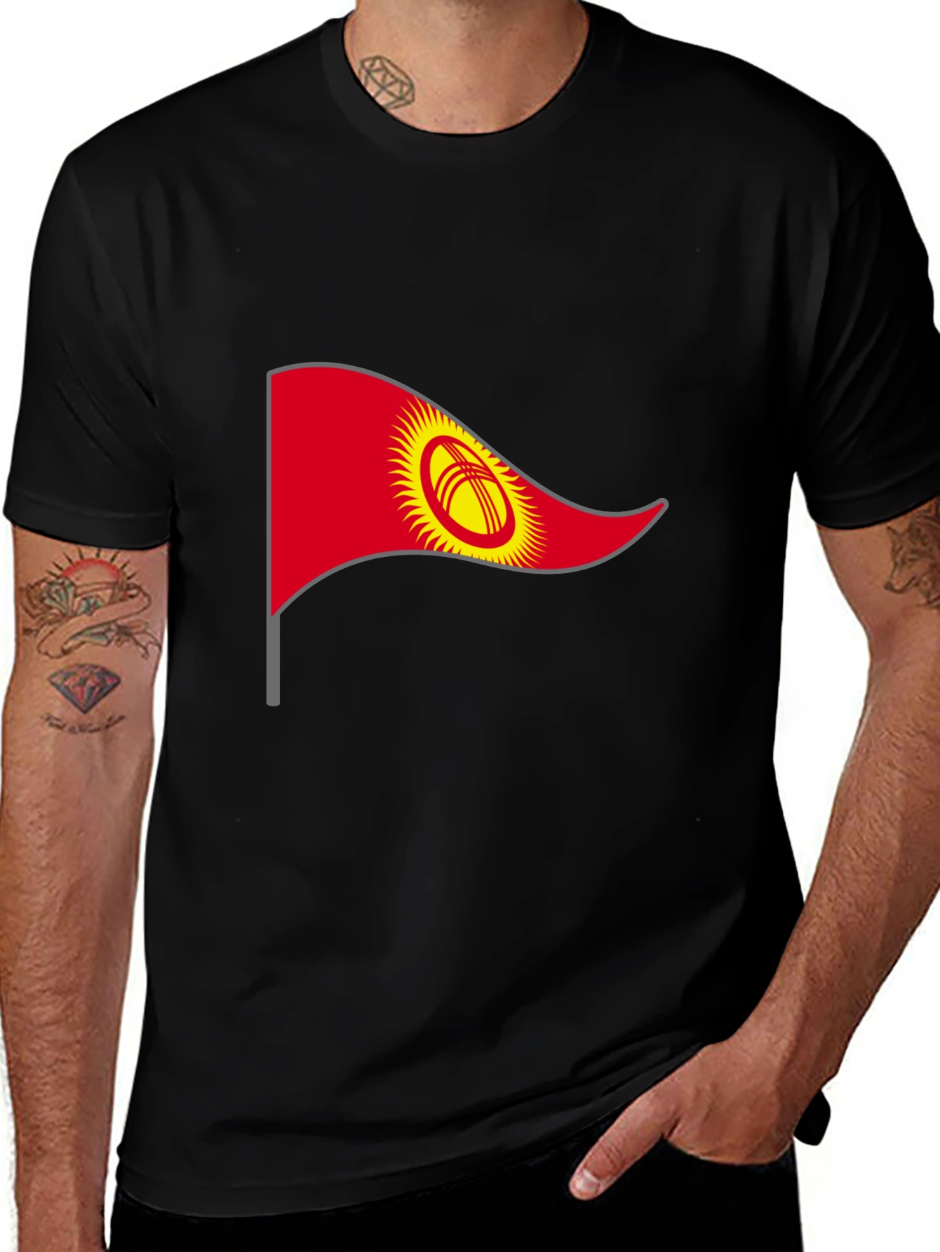 Variant 28 of Kyrgyzstan Flag Graphic Tee - Soft Cotton