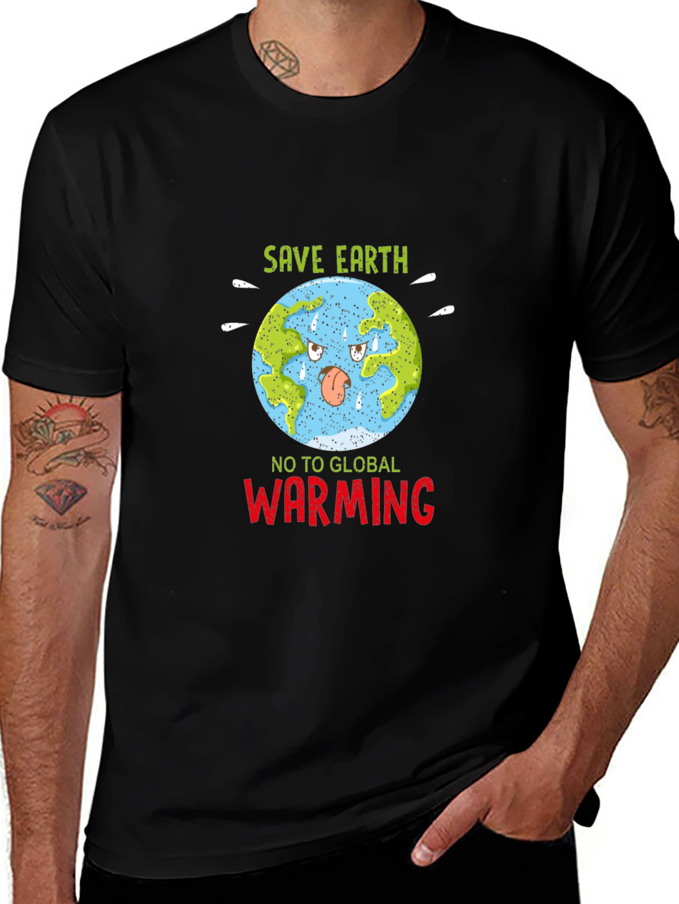 Save Earth Graphic Tee - No to Global Warming T-Shirt