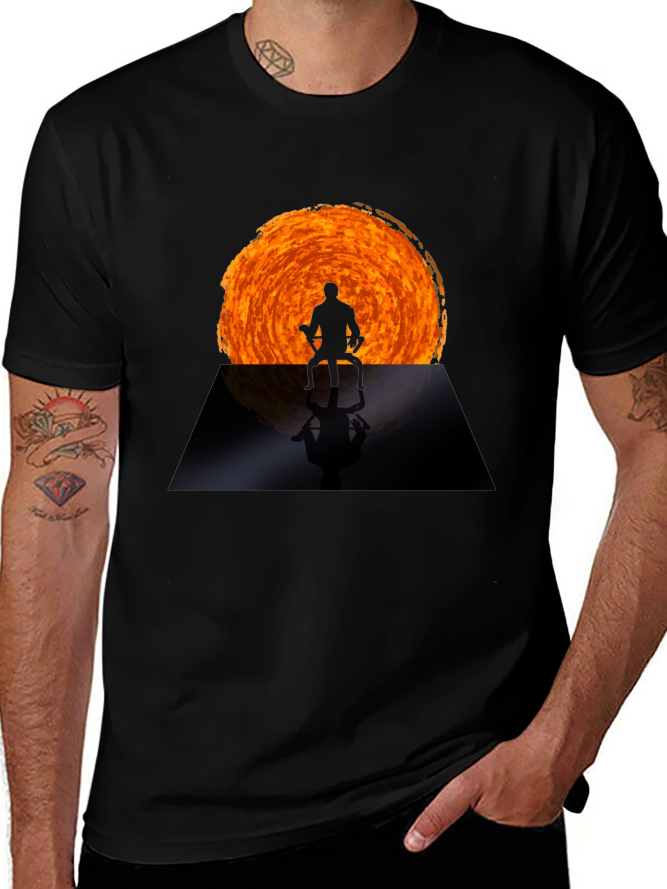Variant 18 of Enlightened Silhouette Graphic T-Shirt - Black
