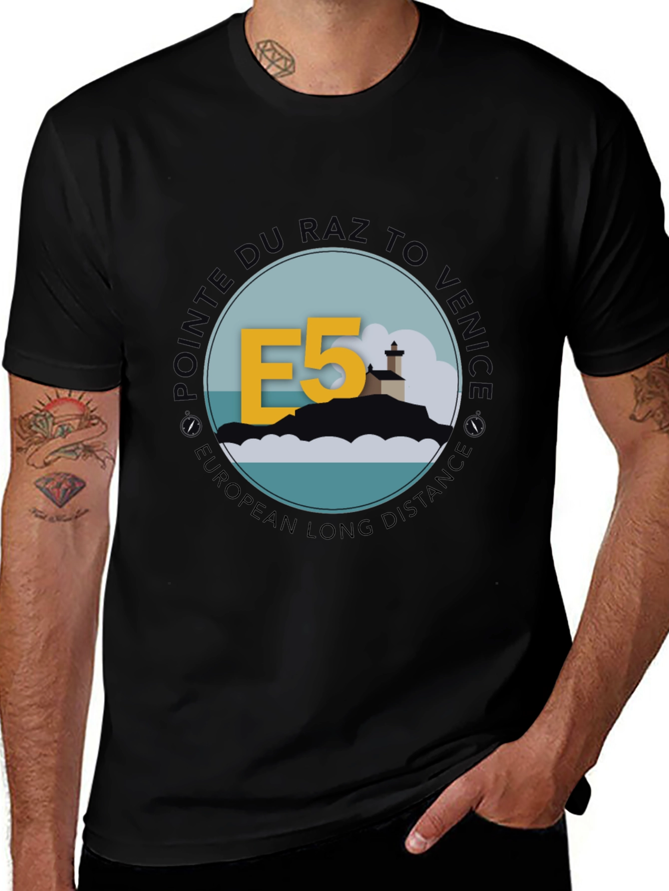 Variant 11 of Pointe Du Raz E5 European Long Distance Black T-Shirt