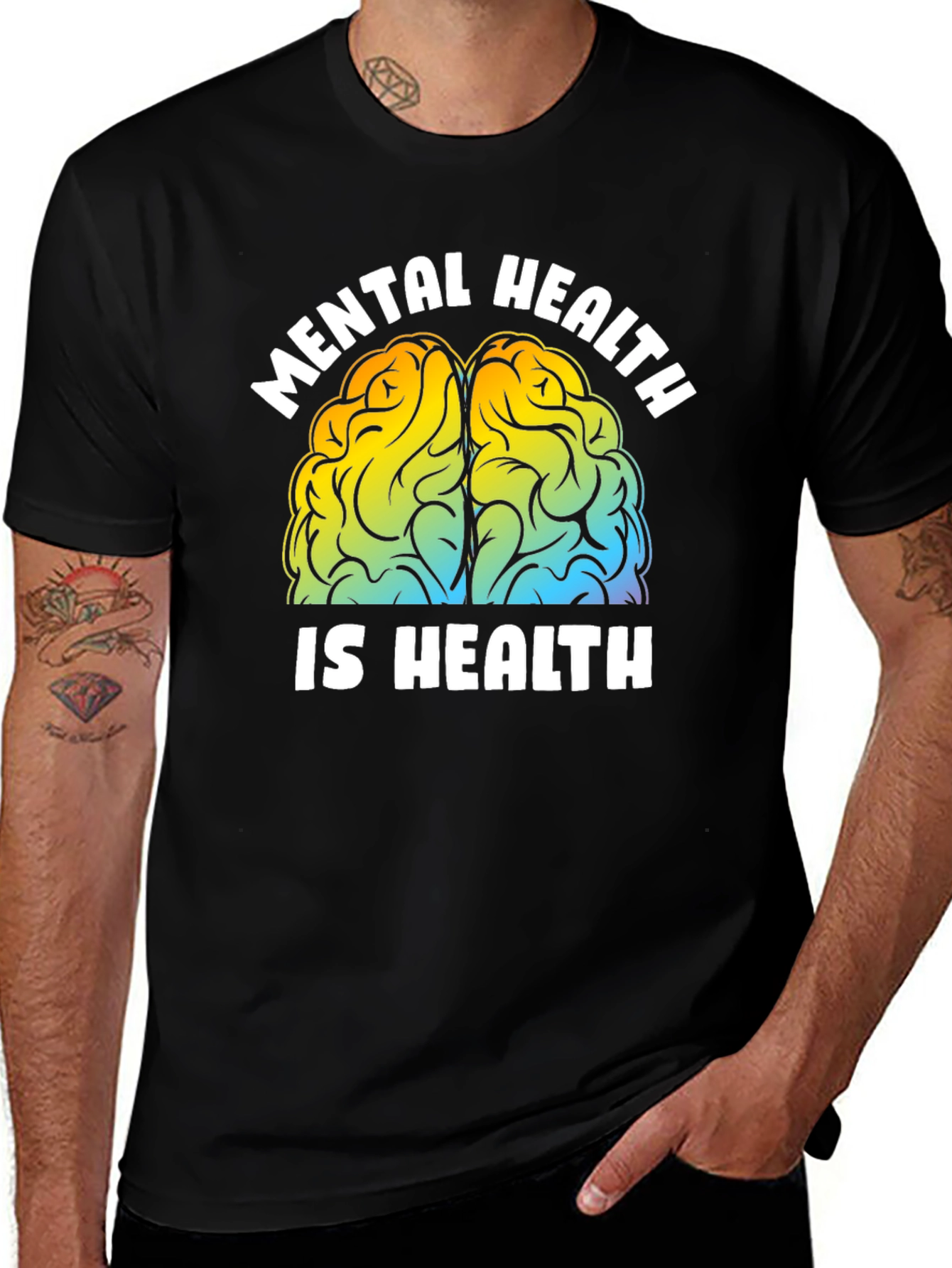 Variant 13 of Mental Health is Health Rainbow Brain T-Shirt