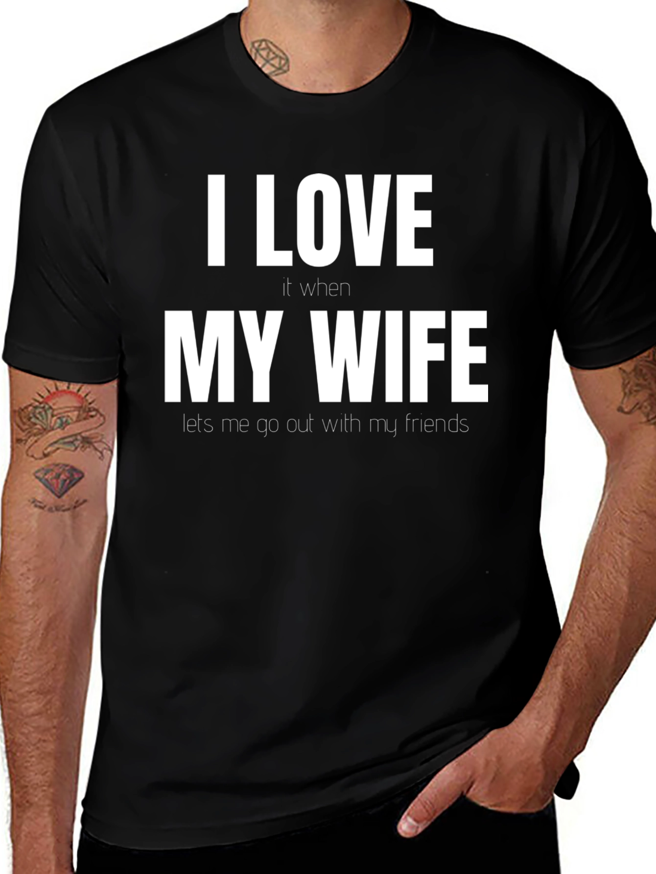 Variant 9 of Funny "I Love My Wife" Graphic Tee - Black Cotton T-Shirt