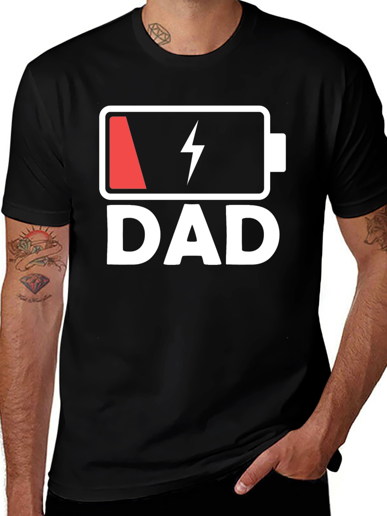 Dad Low Battery T-Shirt - Funny Father's Day Tee