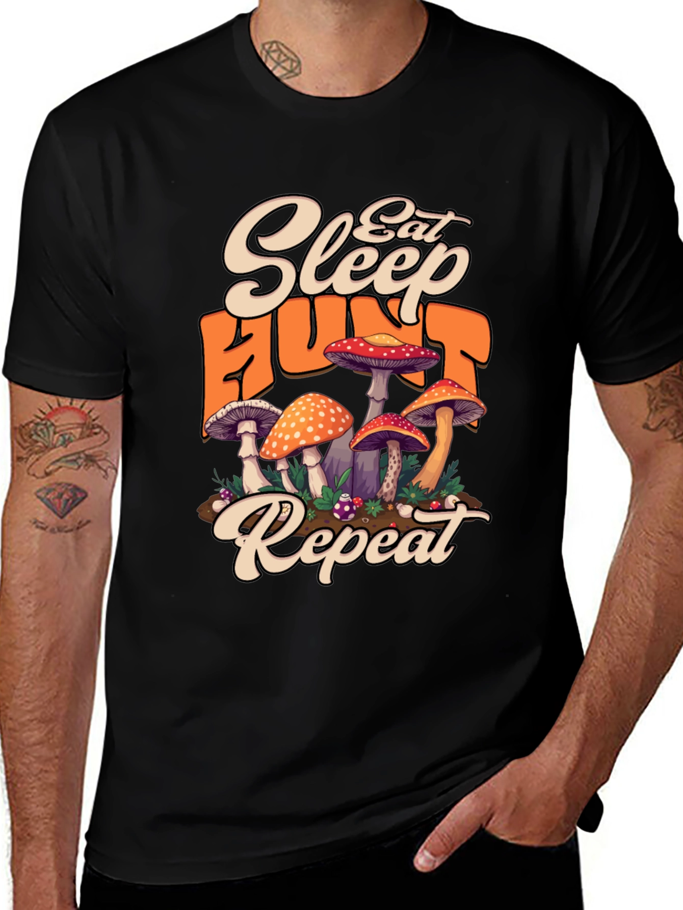 Variant 17 of Eat Sleep Hunt Repeat Mushroom T-Shirt