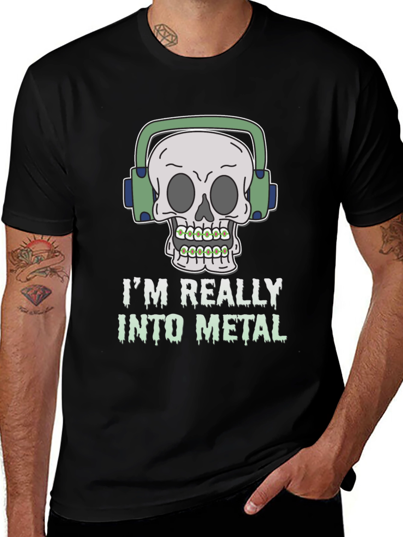 Variant 16 of Skull Headphone T-Shirt - Into Metal Music Tee