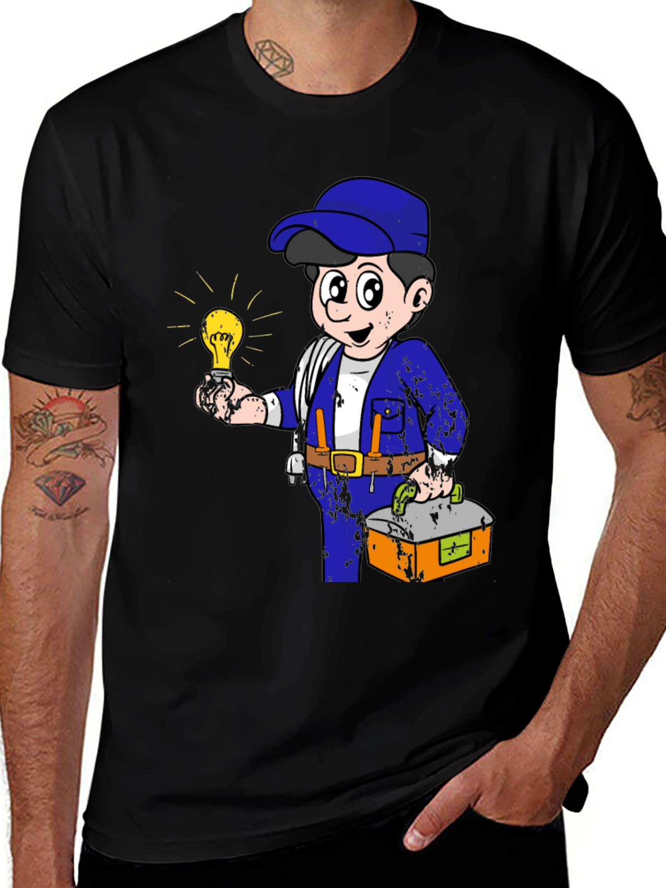 Variant 9 of Electrician Cartoon Graphic T-Shirt