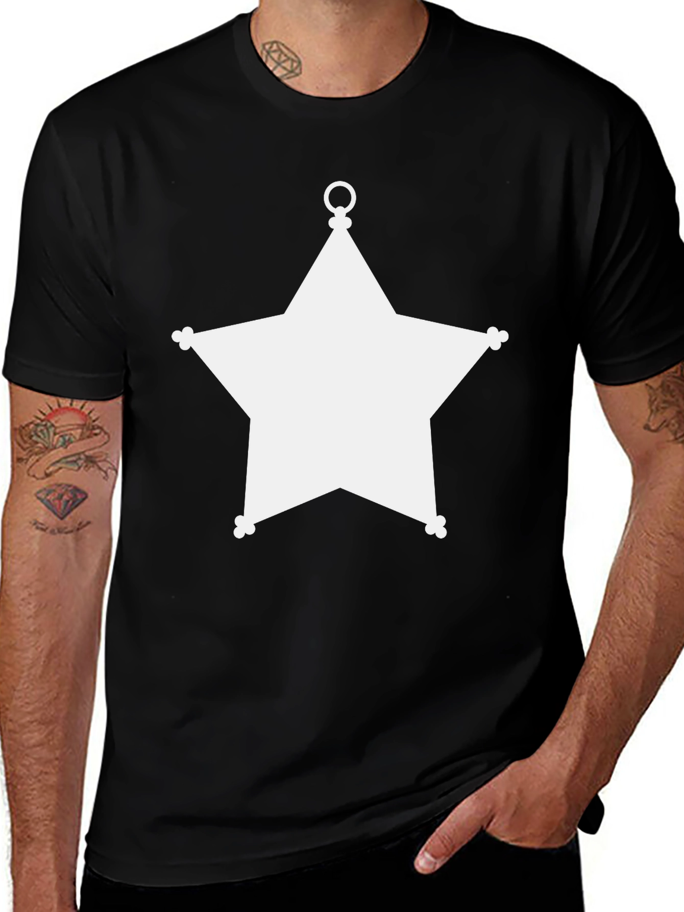 Variant 17 of Sheriff Star Graphic Tee - Classic Black Cotton T-Shirt