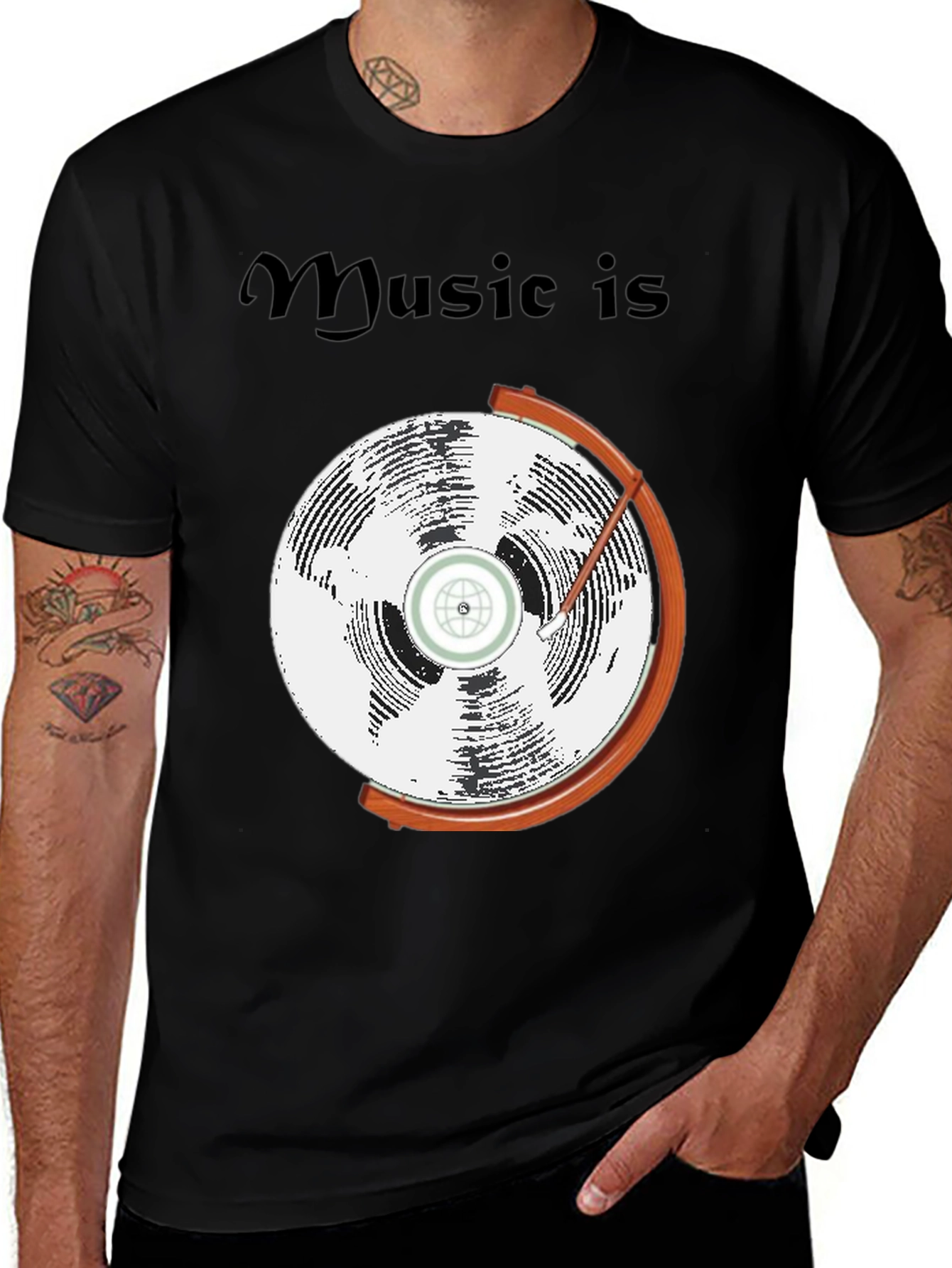 Variant 20 of Music is Globe Graphic Black T-Shirt