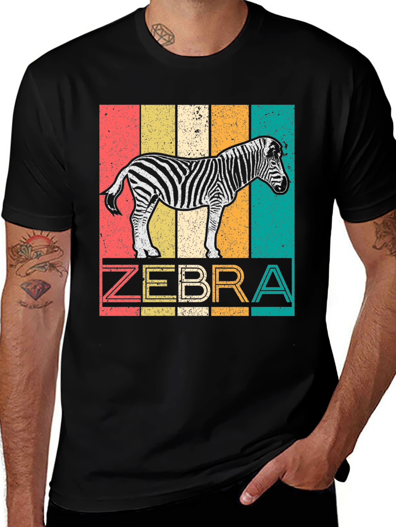 Variant 12 of Vintage Zebra Graphic T-Shirt - Cool Striped Design