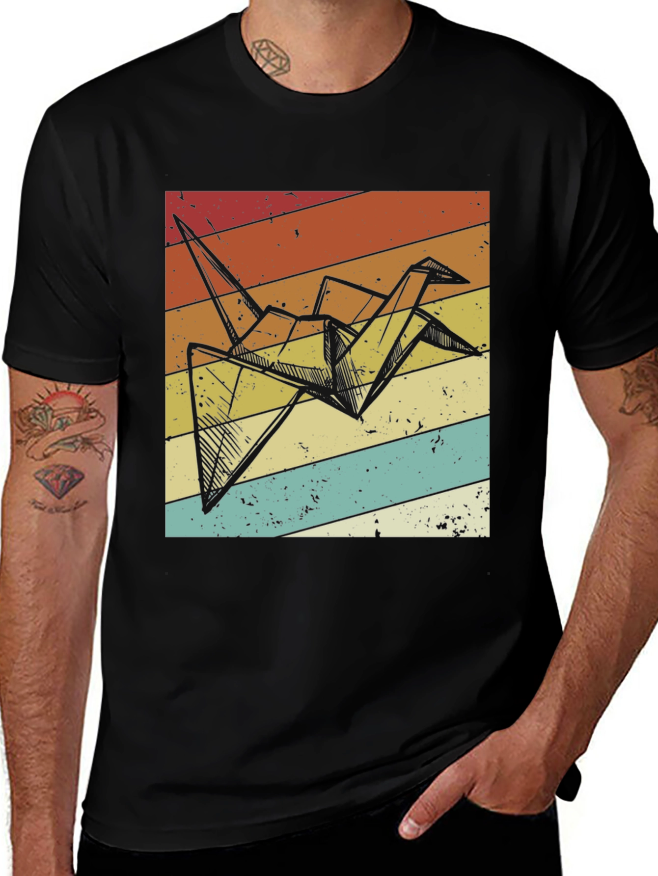 Variant 20 of Origami Crane Retro T-Shirt