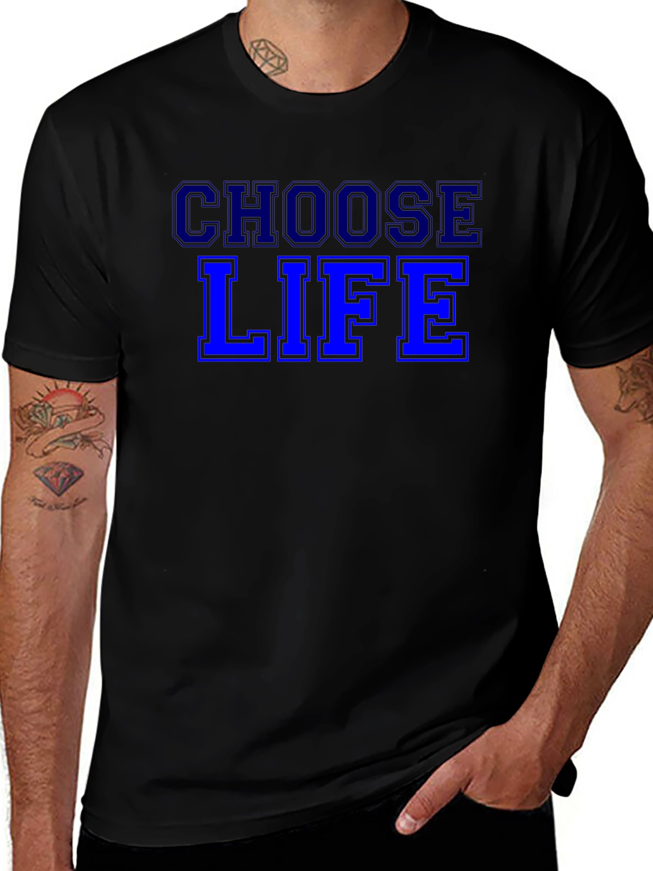 Variant 21 of Choose Life Graphic Tee - Black Crew Neck T-Shirt