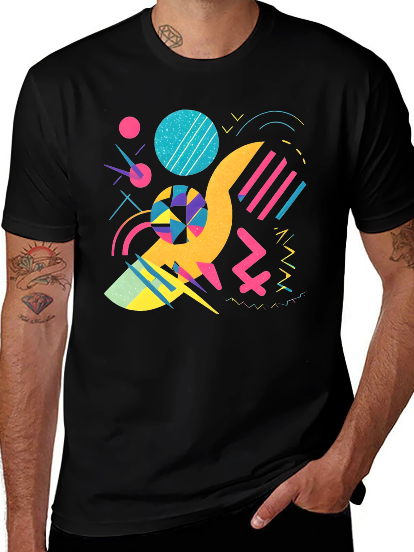Variant 3 of Retro 80s/90s Style Graphic Print Black T-Shirt