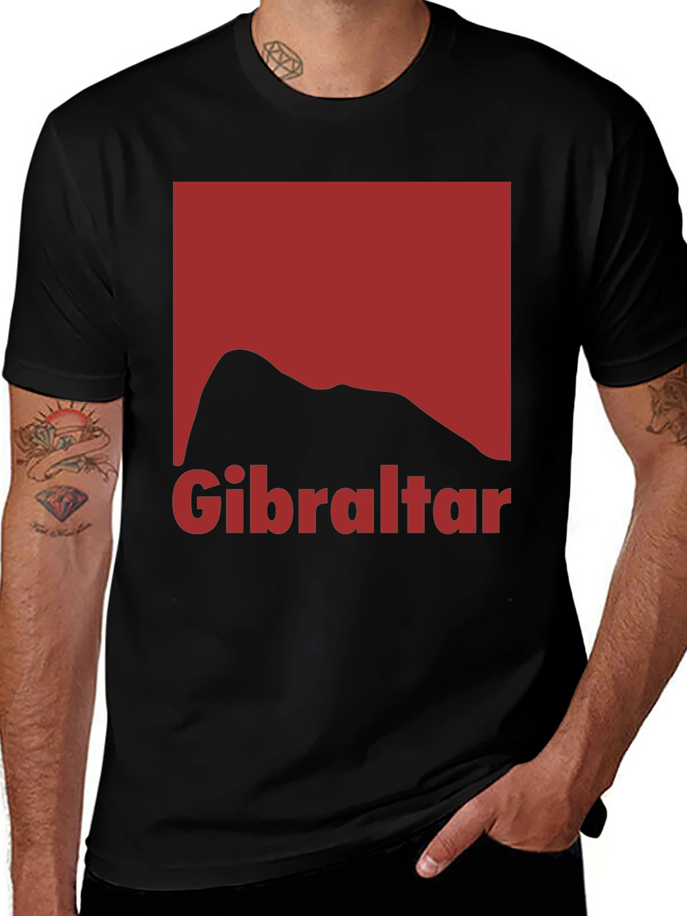 Gibraltar Graphic Tee - Black Cotton T-Shirt