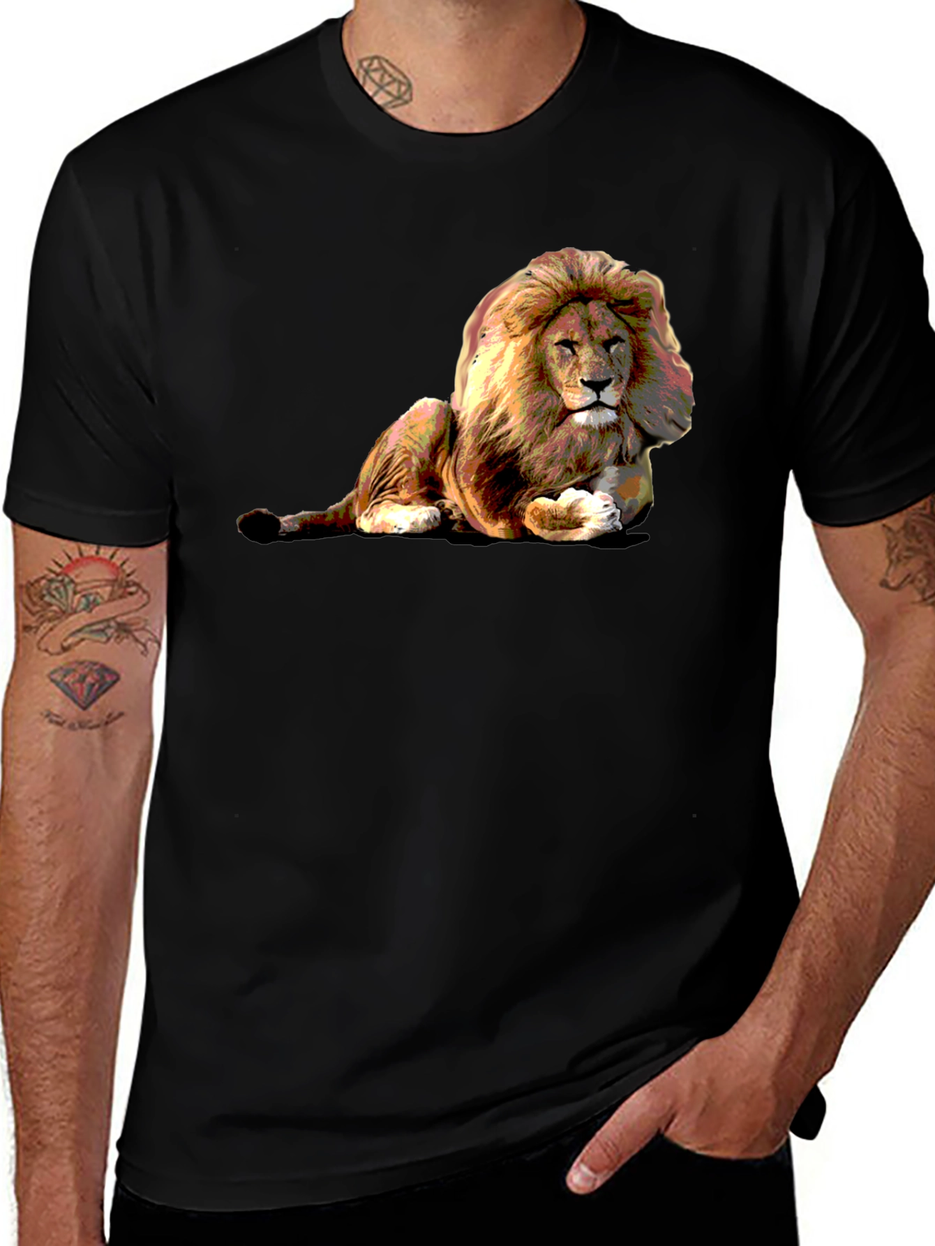 Variant 16 of Lion Graphic Black T-Shirt