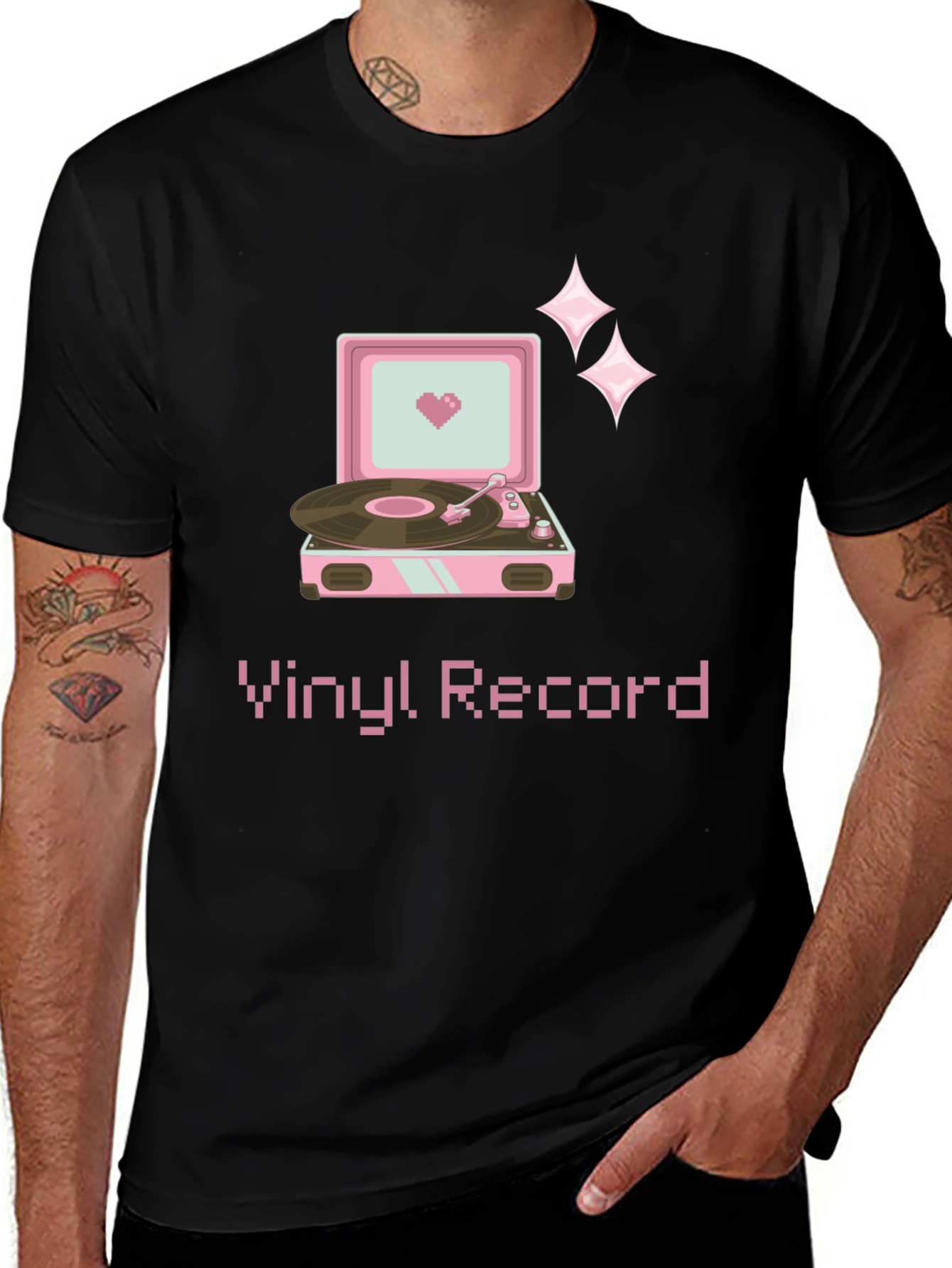 Variant 5 of Vintage Vinyl Record Player Graphic Tee - Retro Music Lover