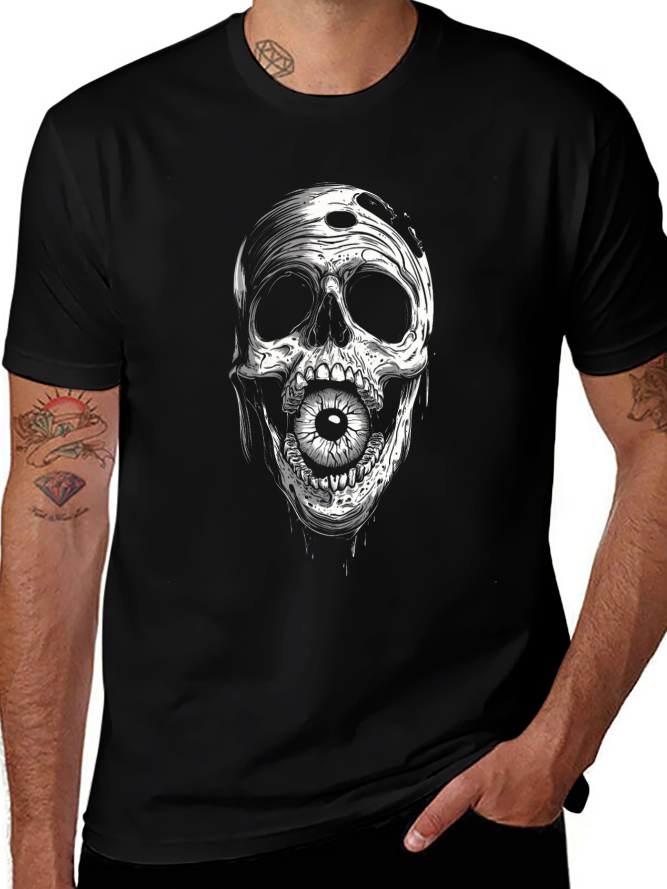 Variant 15 of Skull with Eyeball Black T-Shirt