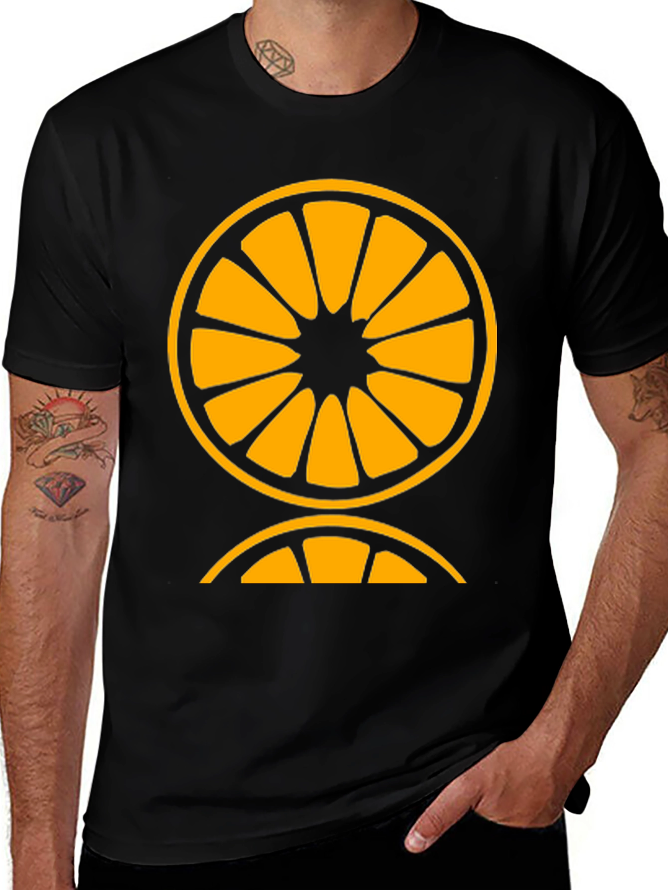 Variant 6 of Orange Slice Graphic Tee - Black Casual T-Shirt