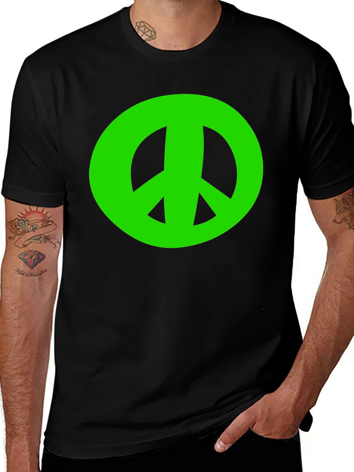 Variant 17 of Peace Sign Graphic Tee - Black
