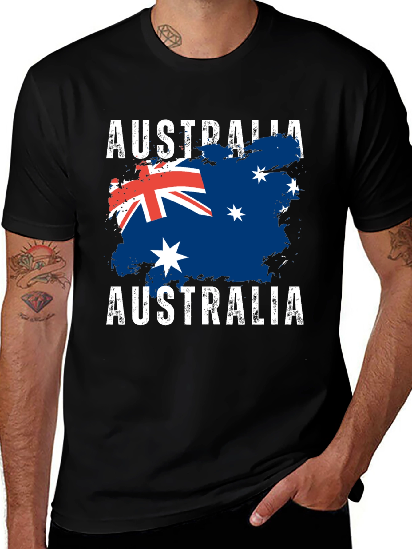 Australia Flag Graphic T-Shirt Black