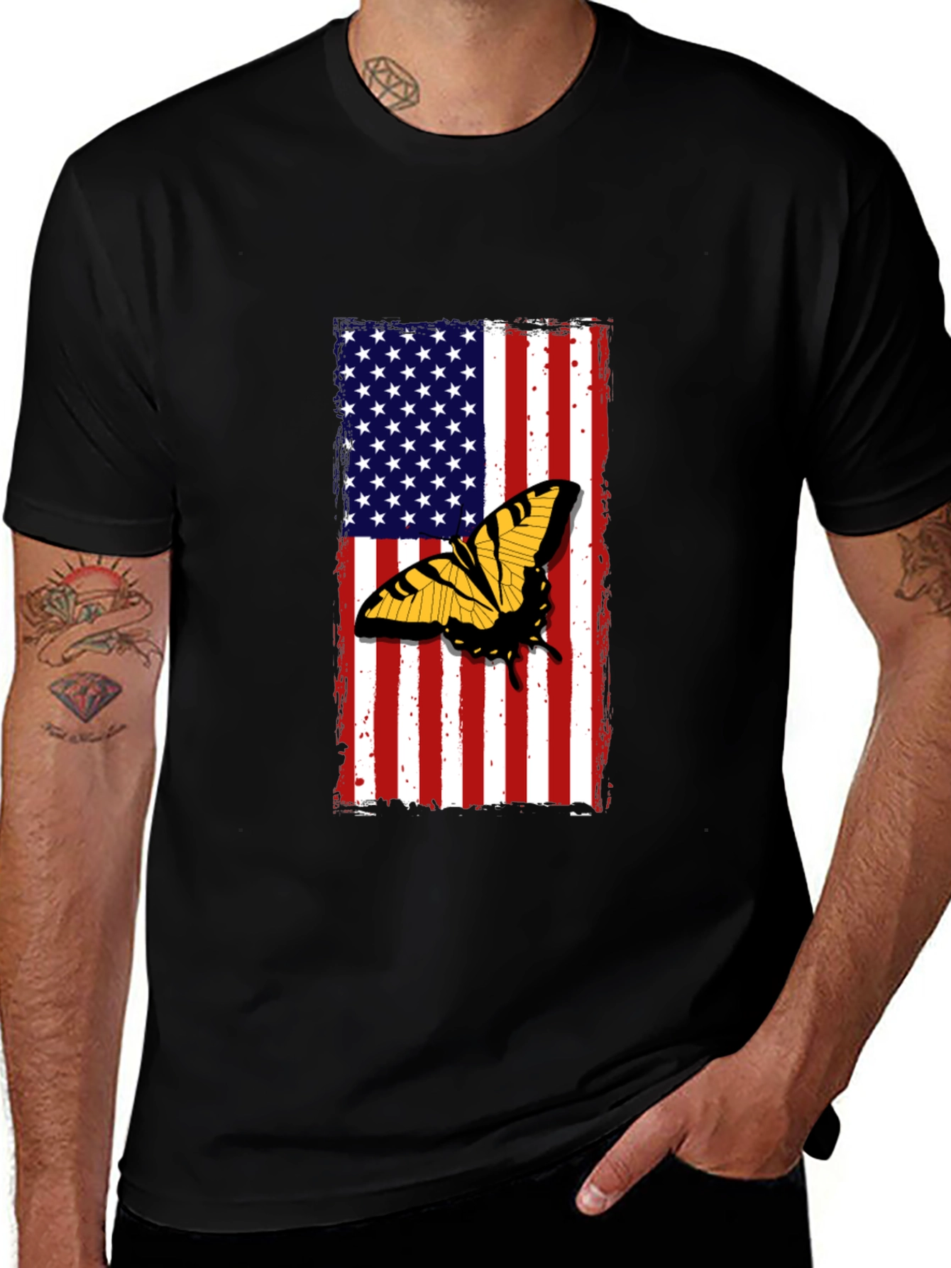 Variant 29 of USA Flag Butterfly Graphic T-Shirt