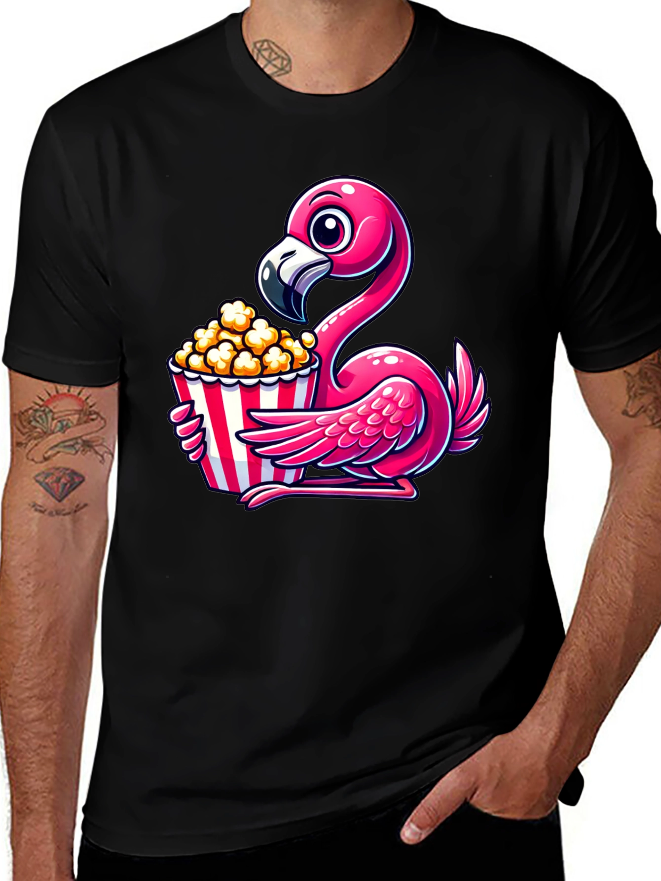 Variant 3 of Flamingo Popcorn Graphic T-Shirt