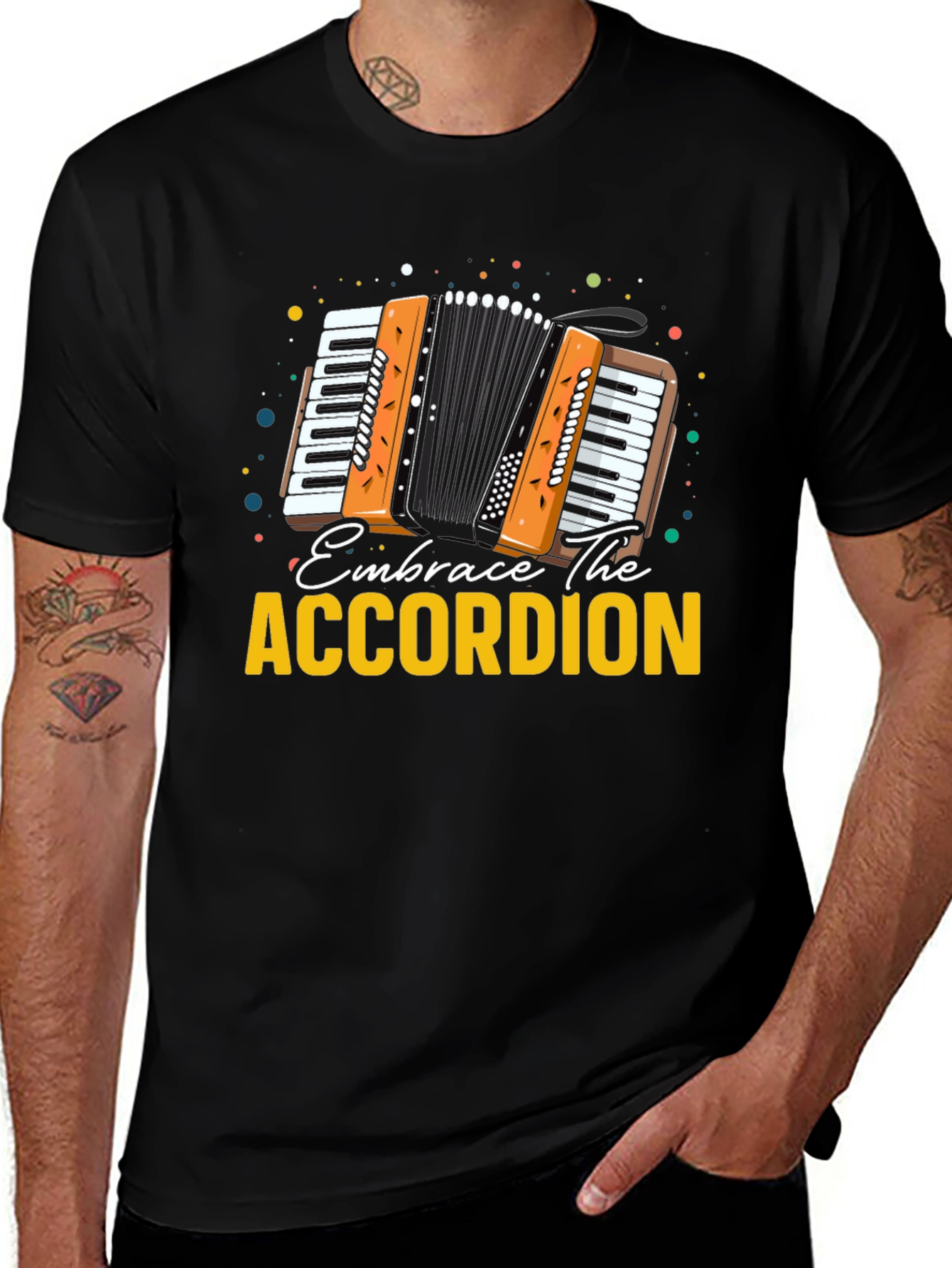 Variant 21 of Embrace The Accordion Black Graphic Tee