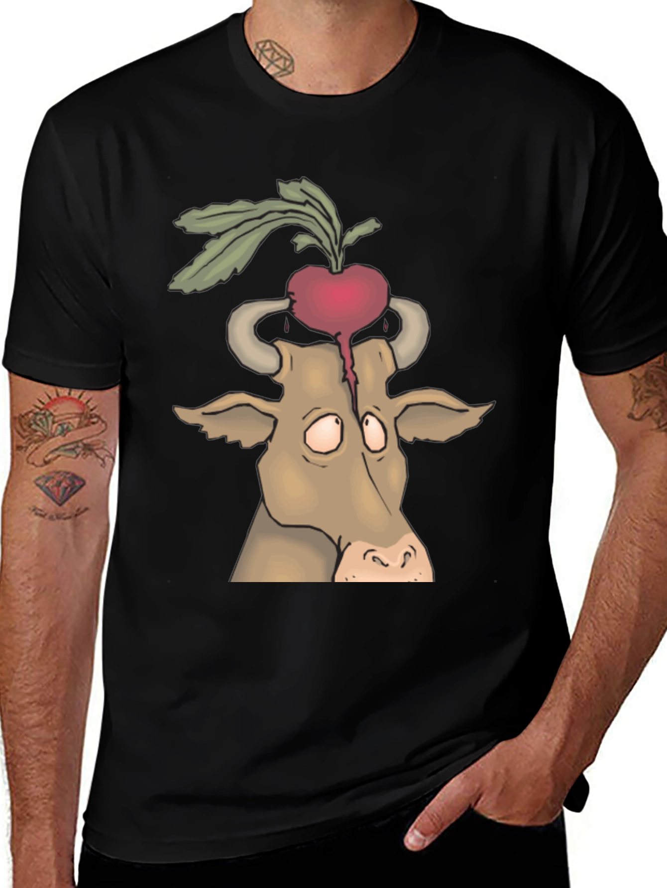 Variant 28 of Beet Head Cow Graphic Tee - Unique Animal T-Shirt